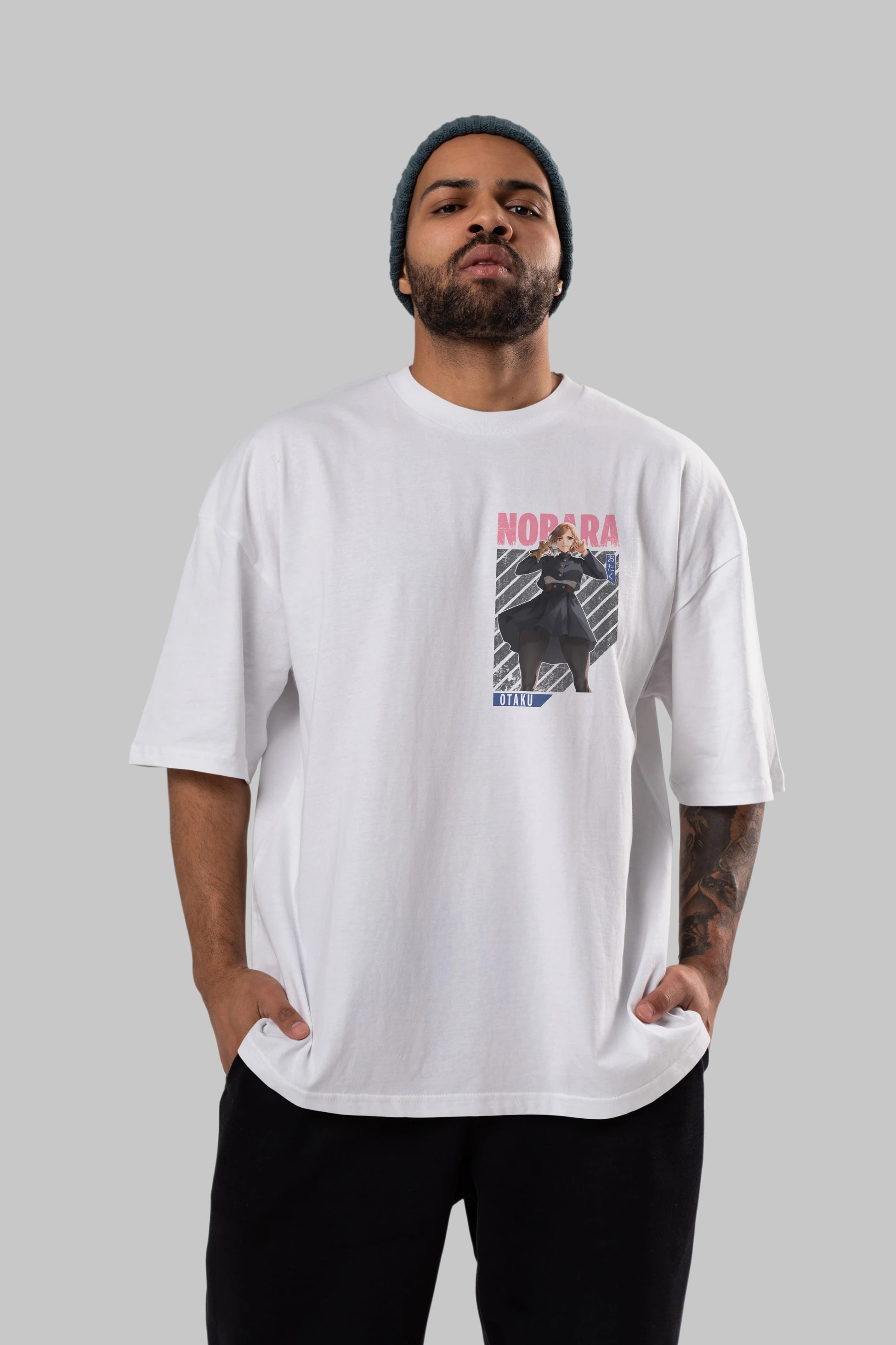 Nobara Kugisaki 4 Ön Sol Baskılı Oversize t-shirt Erkek Kadın Unisex %100 Pamuk Bisiklet Yaka tişort