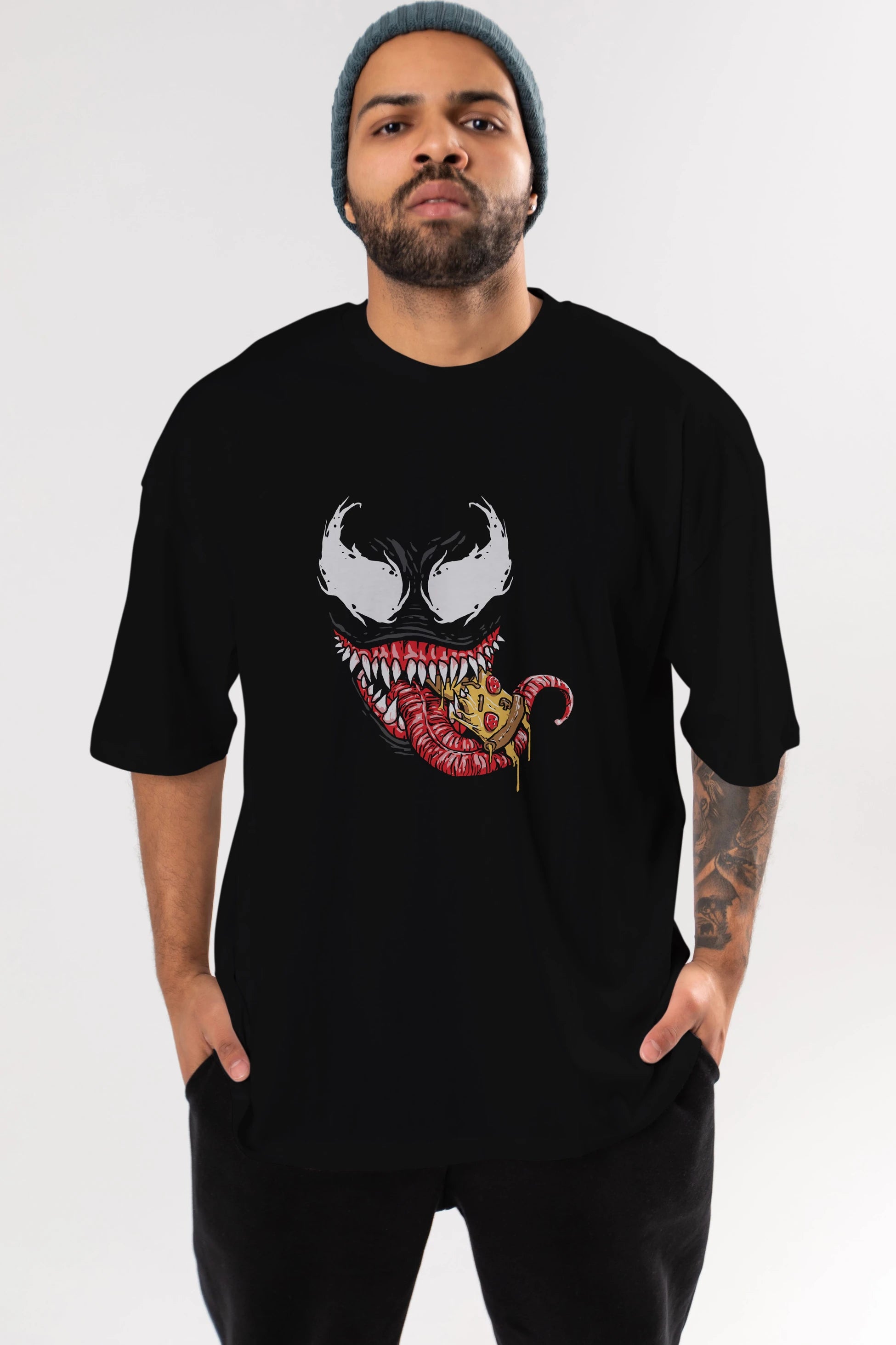 Venom (1) Ön Baskılı Oversize t-shirt Erkek Kadın Unisex %100 Pamuk Bisiklet Yaka tişort