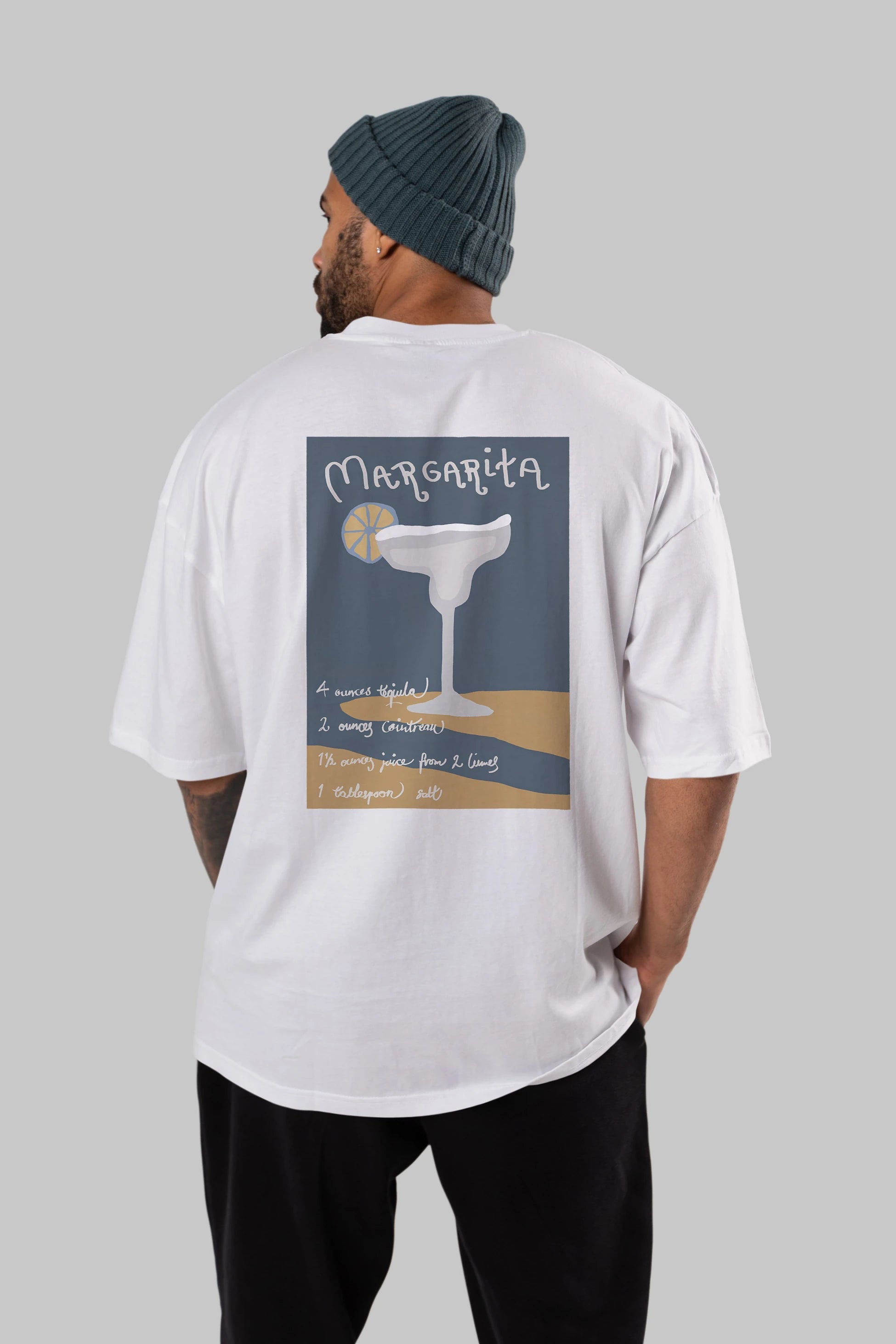 Margarita 2 Arka Baskılı Oversize t-shirt Erkek Kadın Unisex %100 Pamuk Bisiklet Yaka tişort