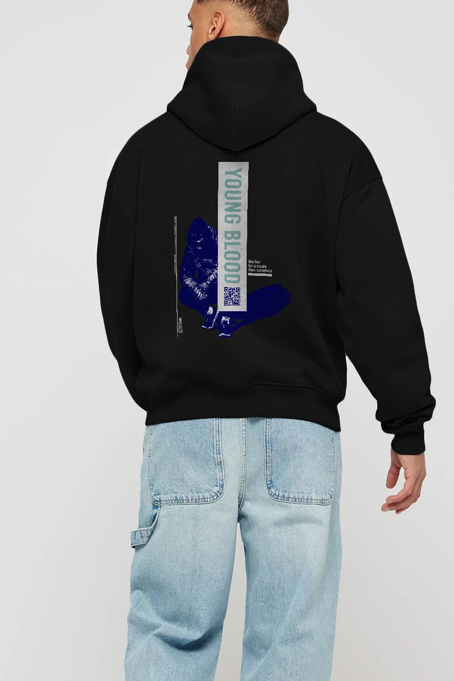 Young Blood Arka Baskılı Hoodie Oversize Kapüşonlu Sweatshirt Erkek Kadın Unisex