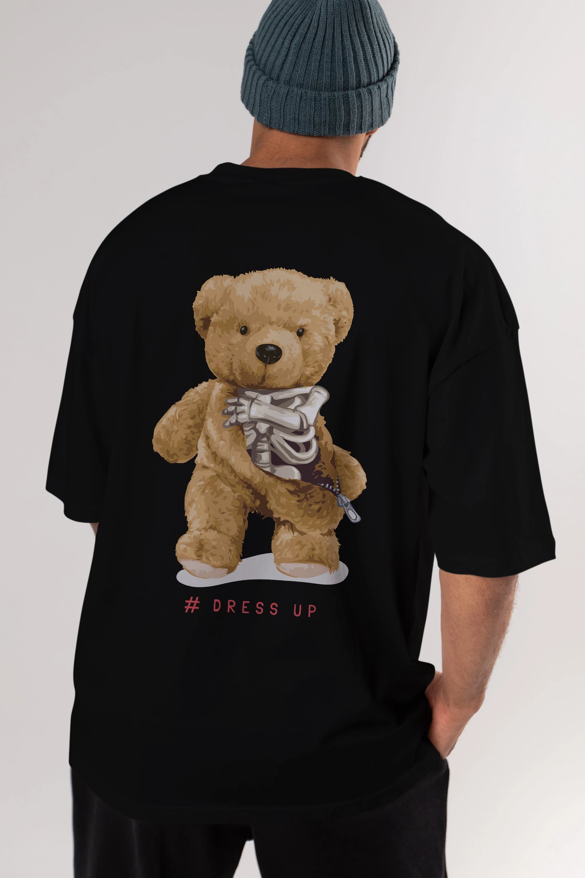 Teddy Bear Dress Up Arka Baskılı Oversize t-shirt Erkek Kadın Unisex %100 Pamuk