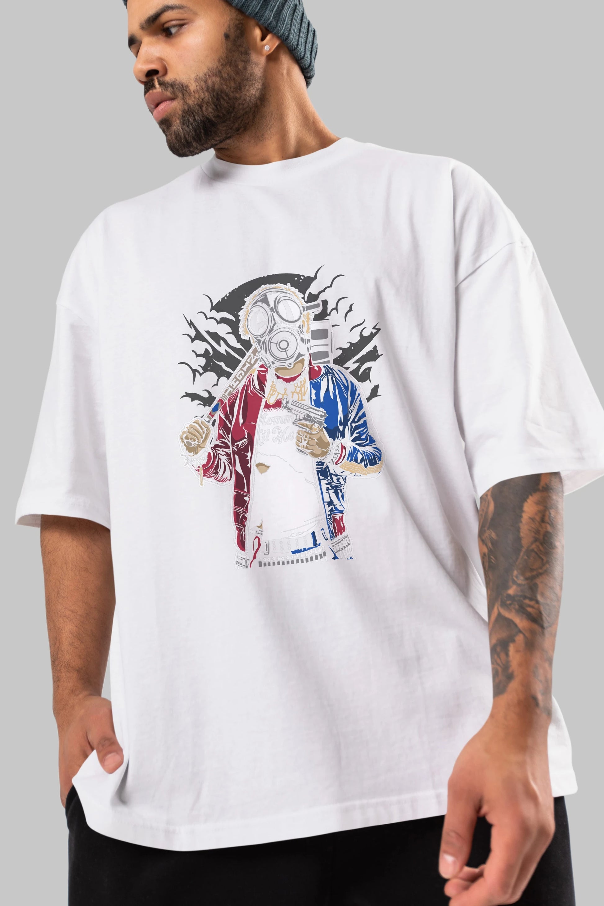 Suicide Gasmask Ön Baskılı Oversize t-shirt Erkek Kadın Unisex %100 Pamuk tişort