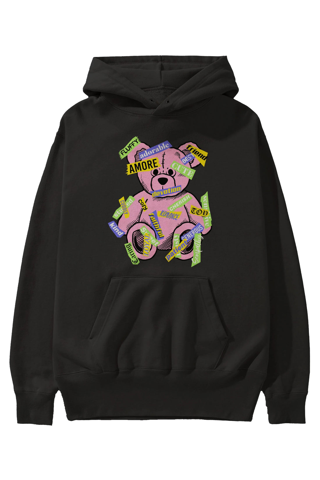 Teddy Bear Cute Ön Baskılı Hoodie Oversize Kapüşonlu Sweatshirt Erkek Kadın Unisex