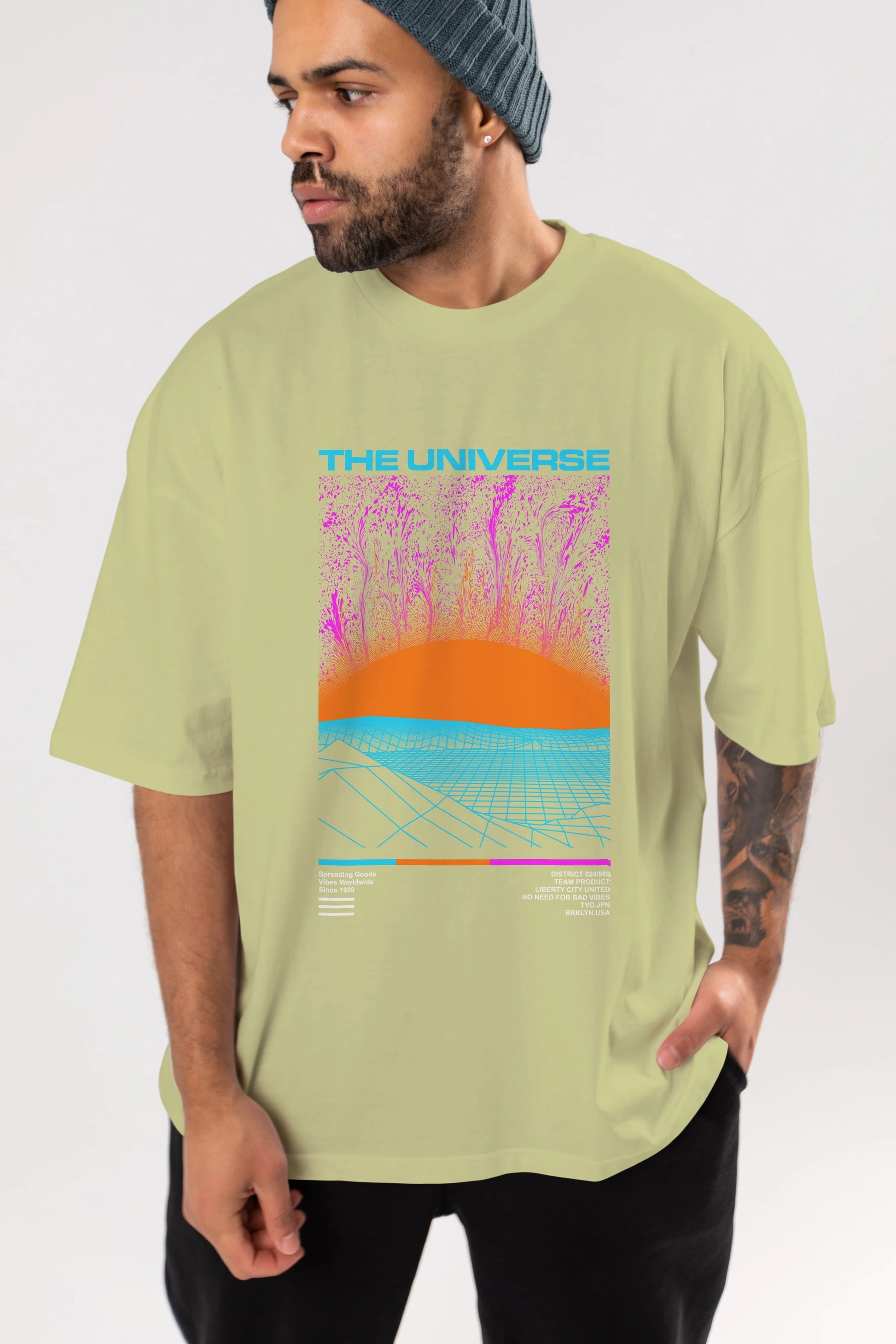 The Universe Ön Baskılı Oversize t-shirt Erkek Kadın Unisex