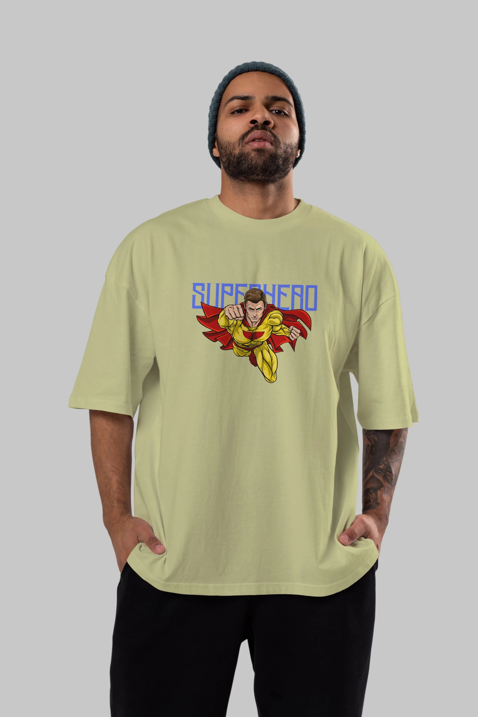 Super Hero Ön Baskılı Oversize t-shirt Erkek Kadın Unisex