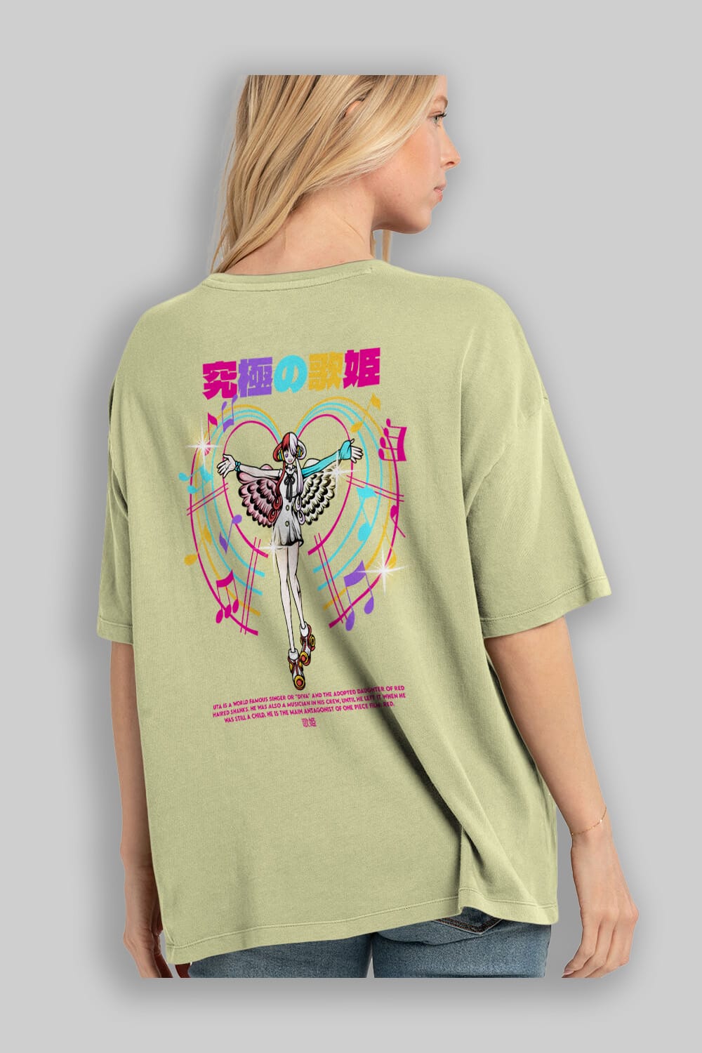 Uta Anime Arka Baskılı Oversize t-shirt Erkek Kadın Unisex