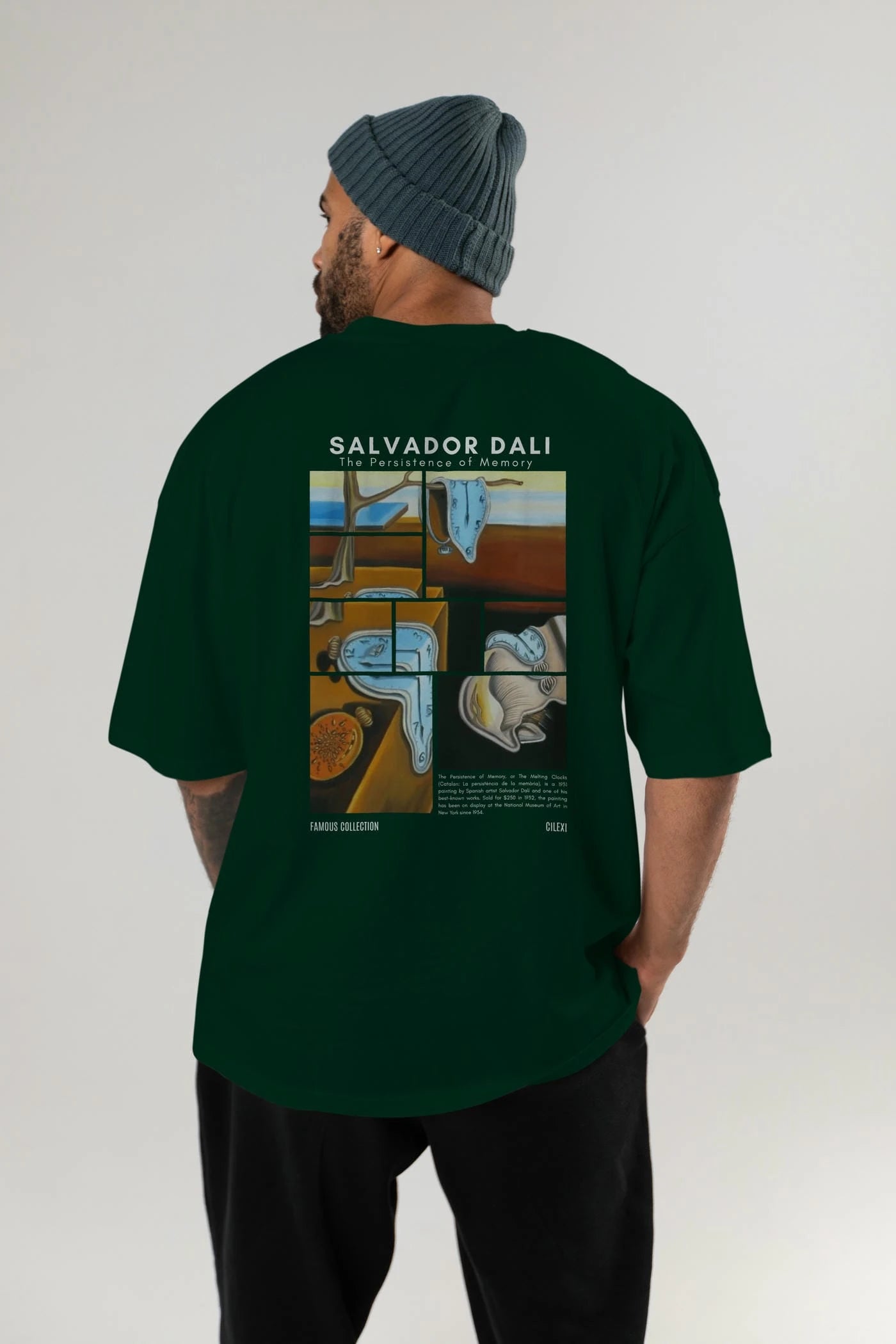 Salvador Dali Arka Baskılı Oversize t-shirt Erkek Kadın Bisiklet Yaka Pamuk tişort