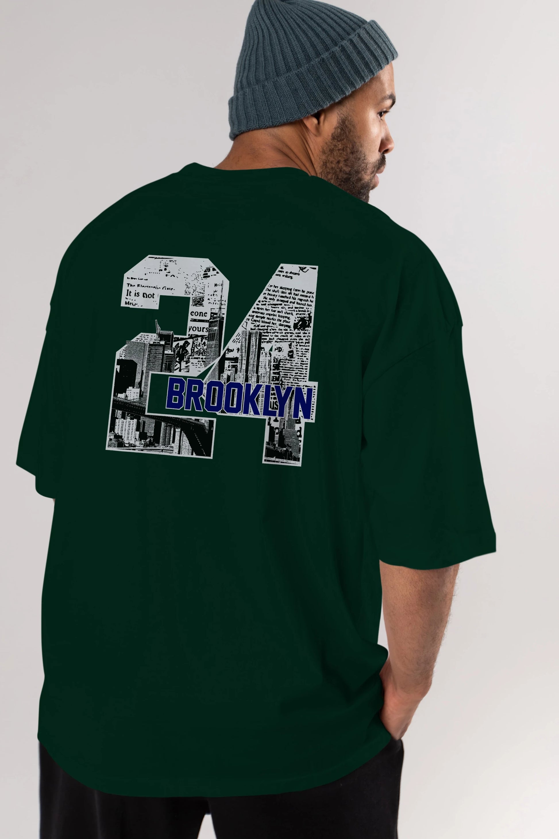 Brooklyn 24 Arka Baskılı Oversize t-shirt Erkek Kadın Unisex