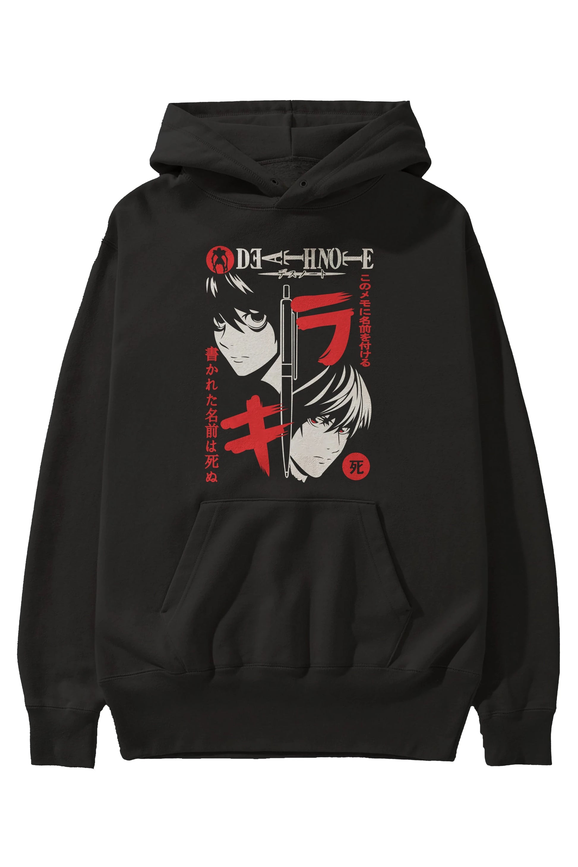 DEATHNOTE L vs KIRA Anime Ön Baskılı Hoodie Oversize Kapüşonlu Sweatshirt Erkek Kadın Unisex