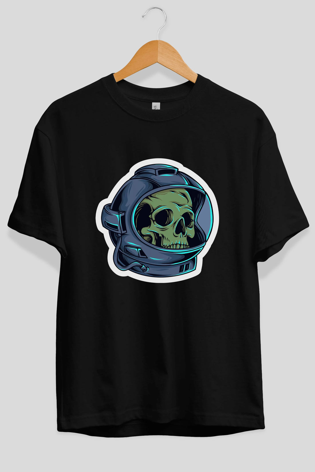 Astroskull Sticker Ön Baskılı Oversize t-shirt Erkek Kadın Unisex