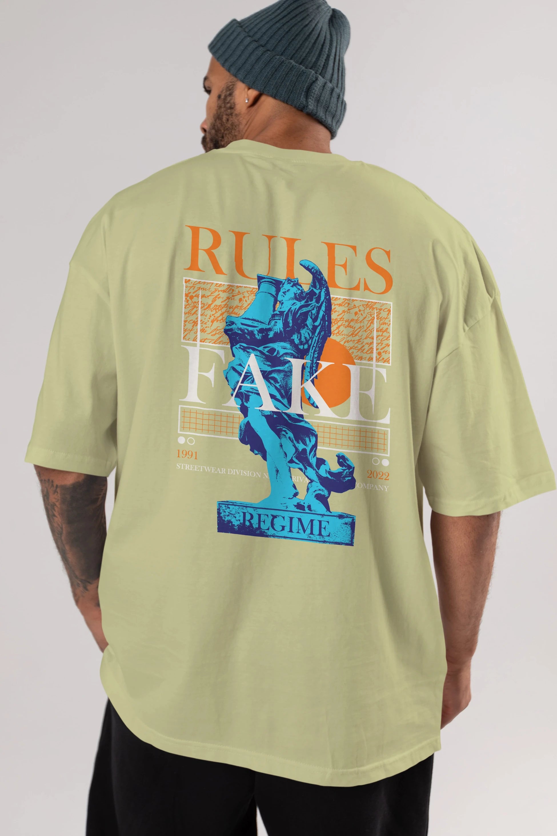 Rules Fake Arka Baskılı Oversize t-shirt Erkek Kadın Unisex