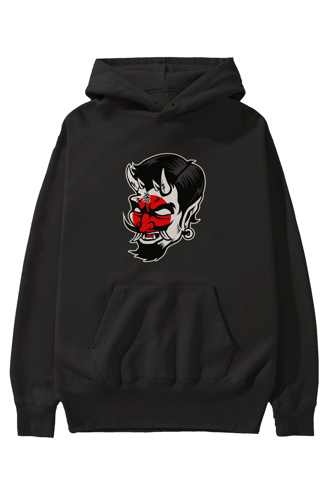 Japanese Devil Ön Baskılı Hoodie Oversize Kapüşonlu Sweatshirt Erkek Kadın Unisex