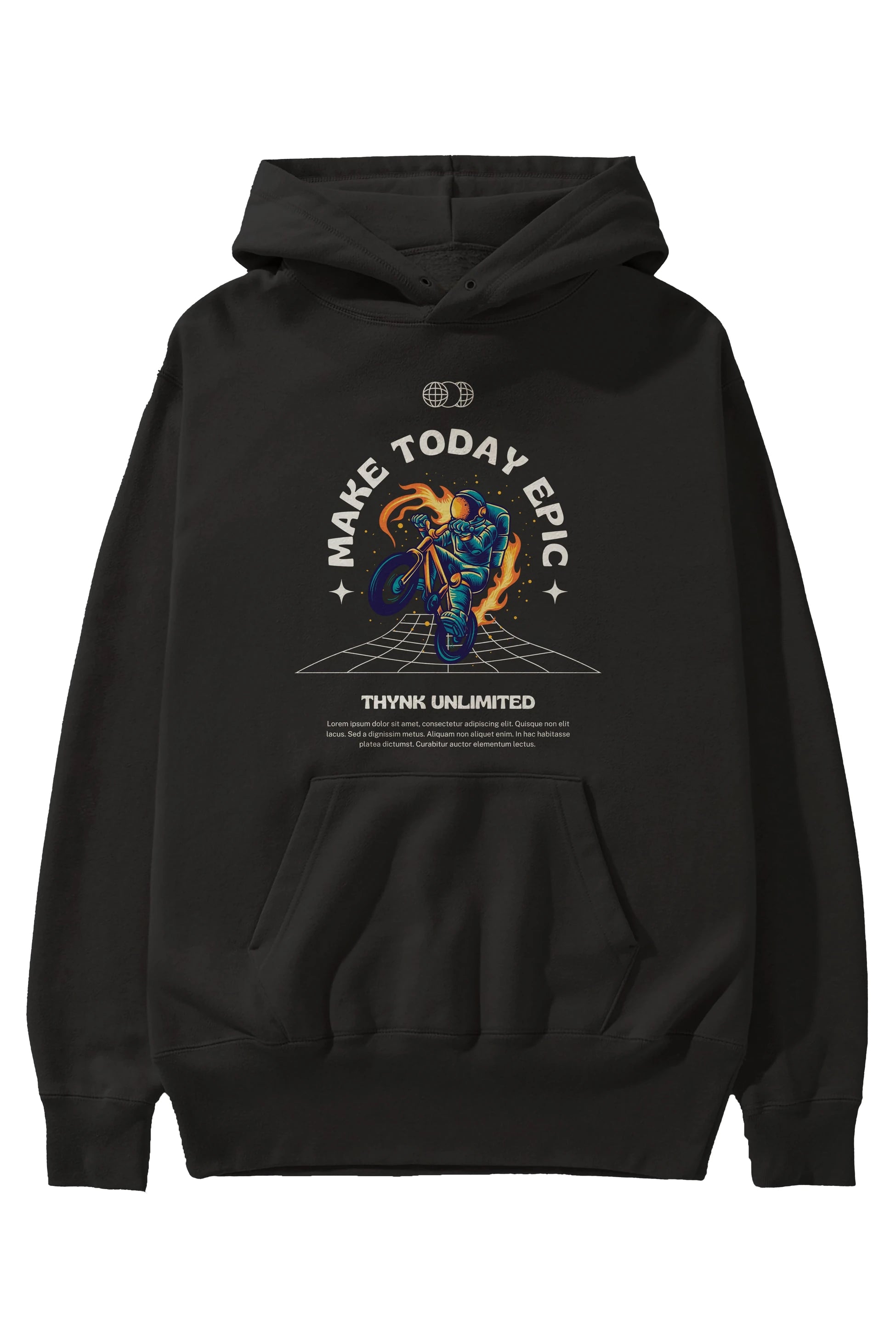 Make Today Epic Ön Baskılı Oversize Hoodie Kapüşonlu Sweatshirt Erkek Kadın Unisex