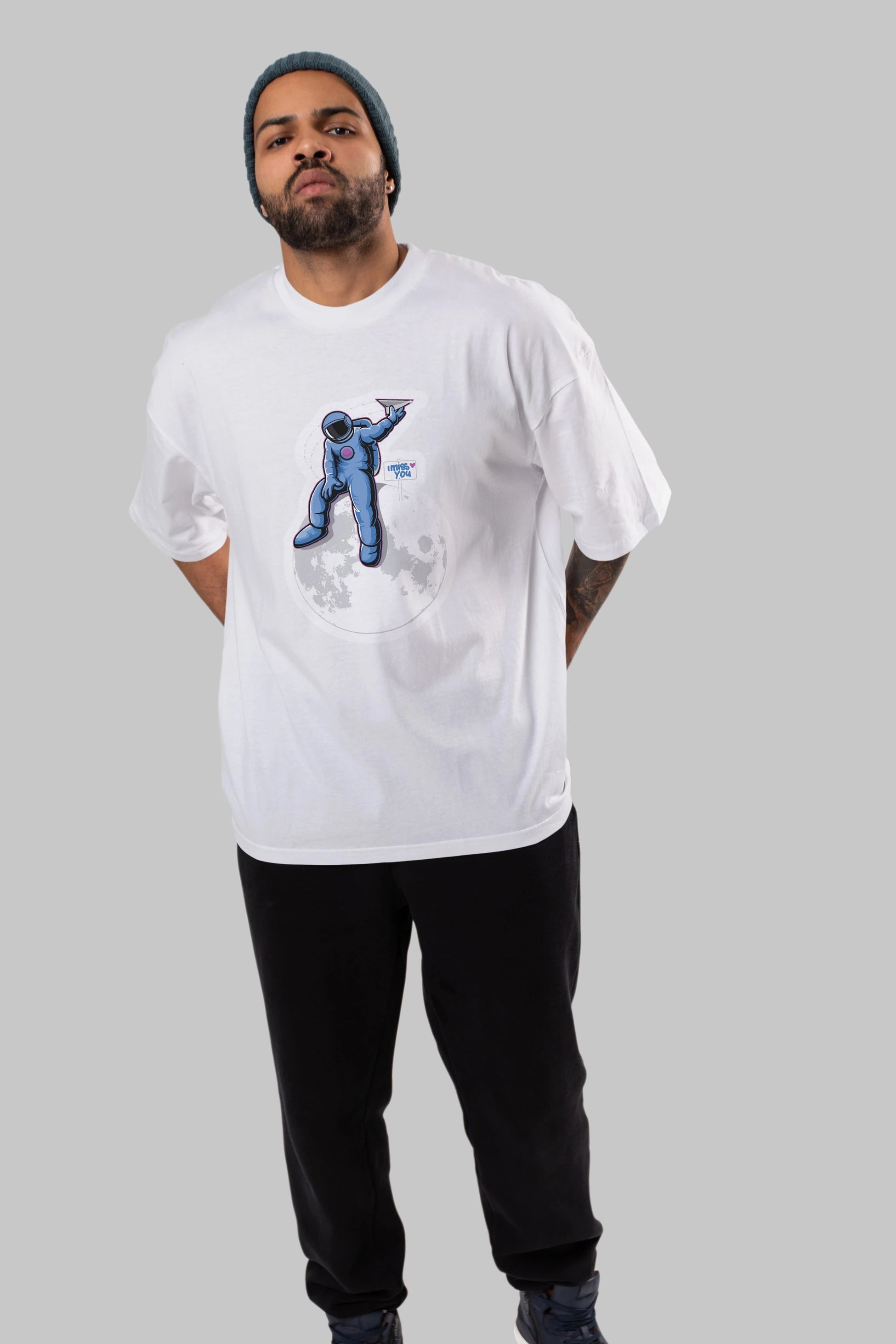 Astro Missing Earth Sticker Ön Baskılı Oversize t-shirt Erkek Kadın Unisex
