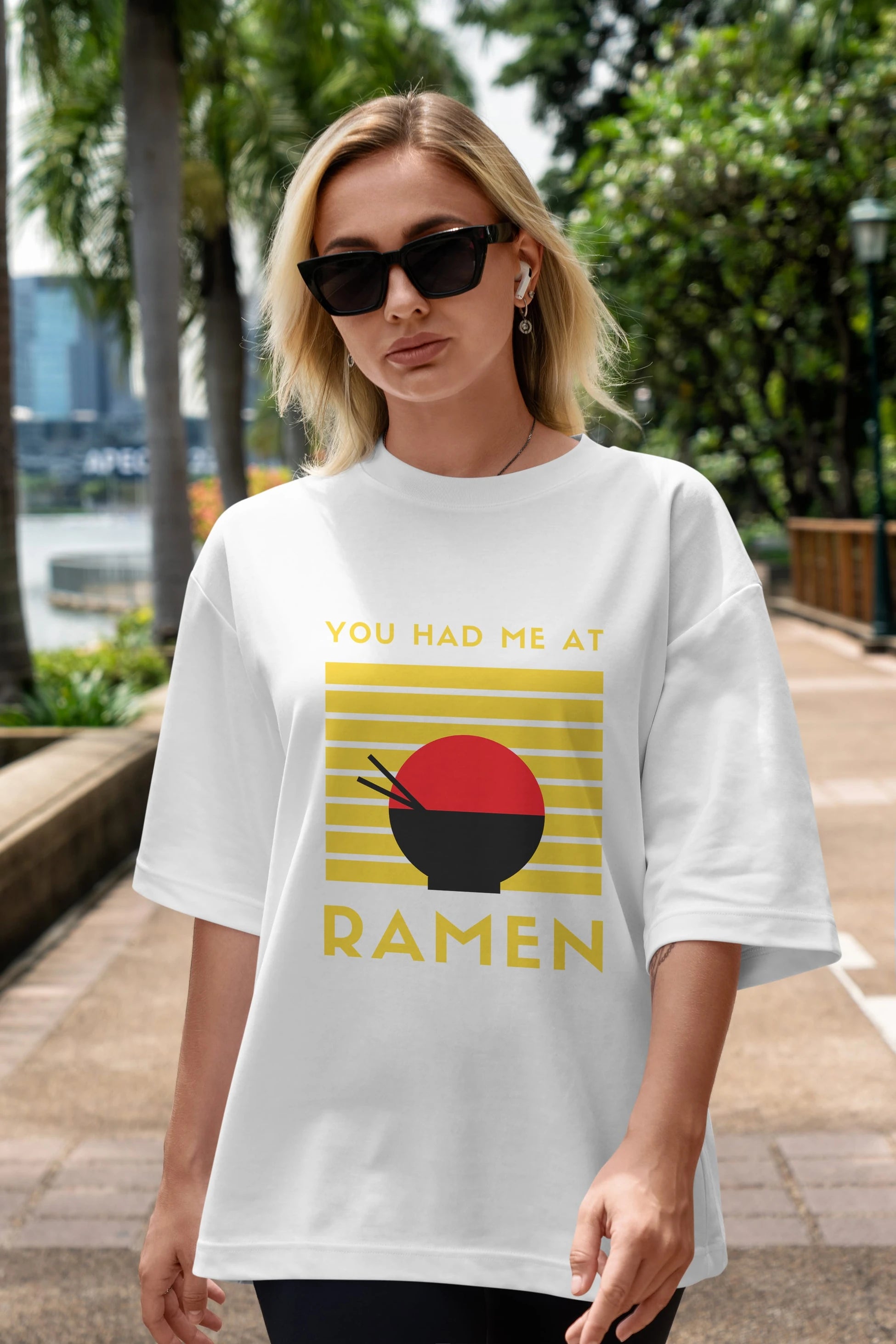 You Had me at Ramen Yazılı Ön Baskılı Oversize t-shirt Erkek Kadın Unisex