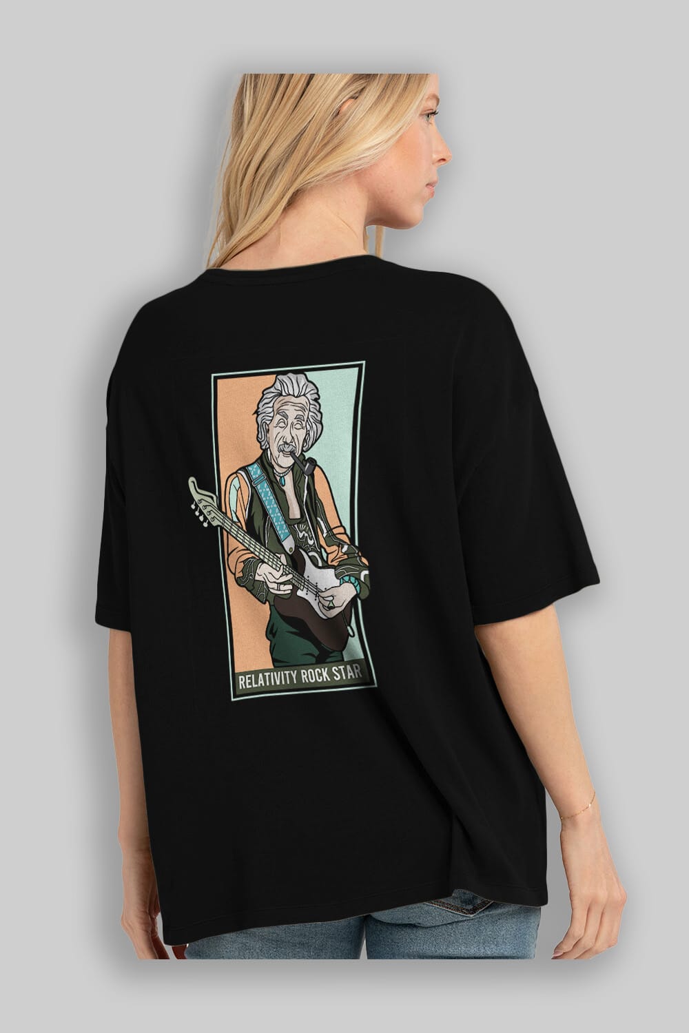 Jimmy Einstein Arka Baskılı Oversize t-shirt Erkek Kadın Unisex %100 Pamuk tişort