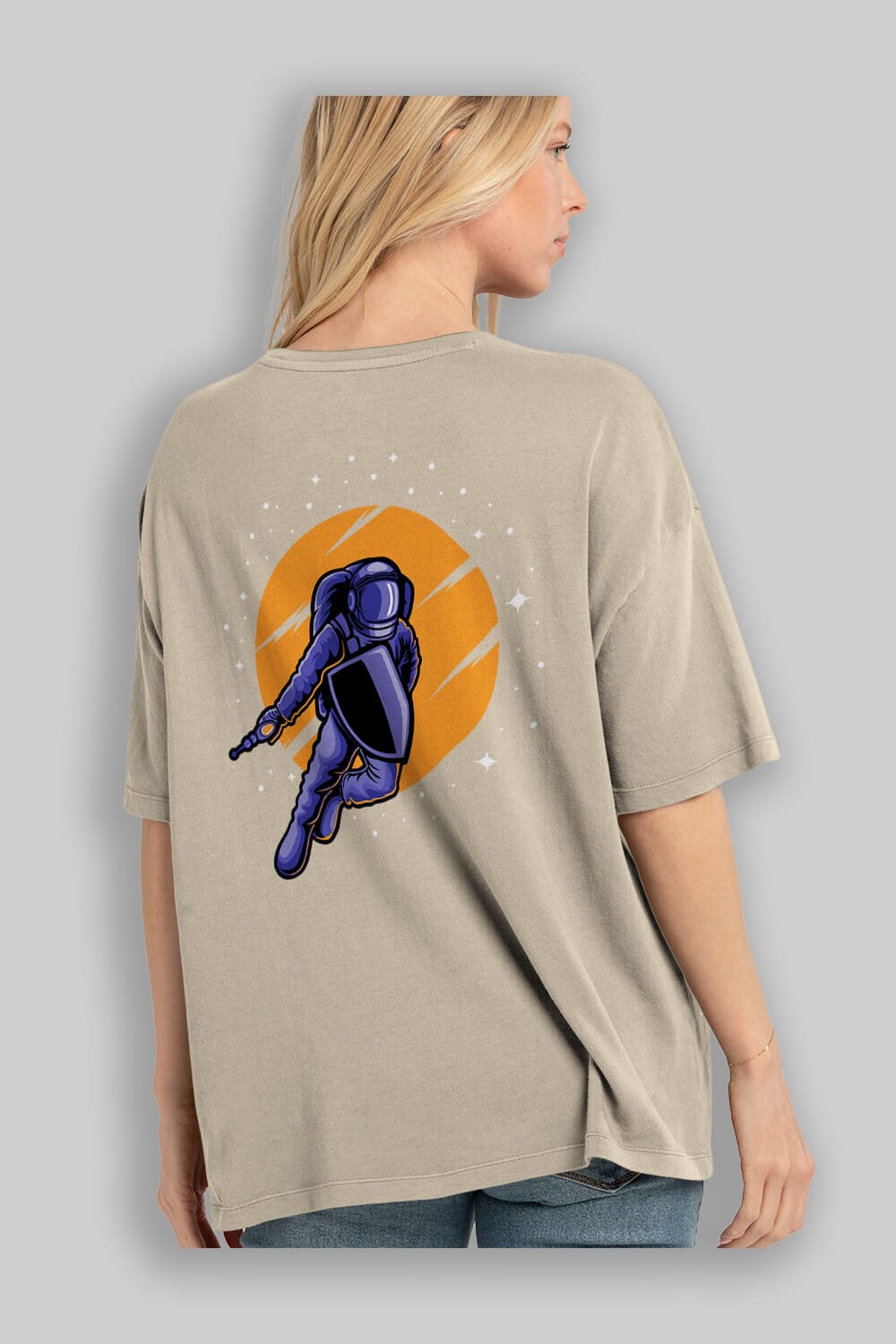 Astro Wars Arka Baskılı Oversize t-shirt Erkek Kadın Unisex