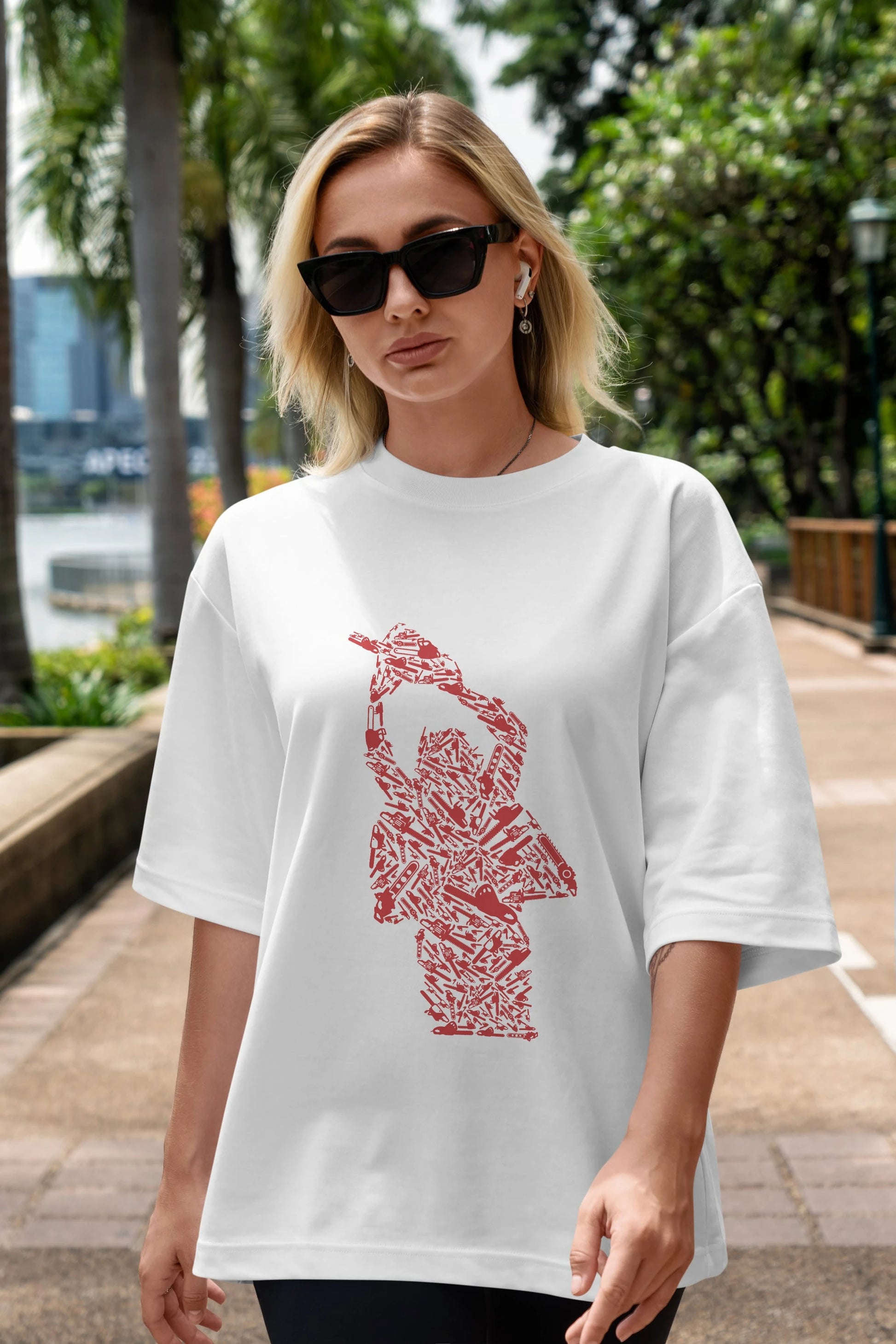 Chainsaw Ön Baskılı Oversize t-shirt %100 pamuk Erkek Kadın Unisex