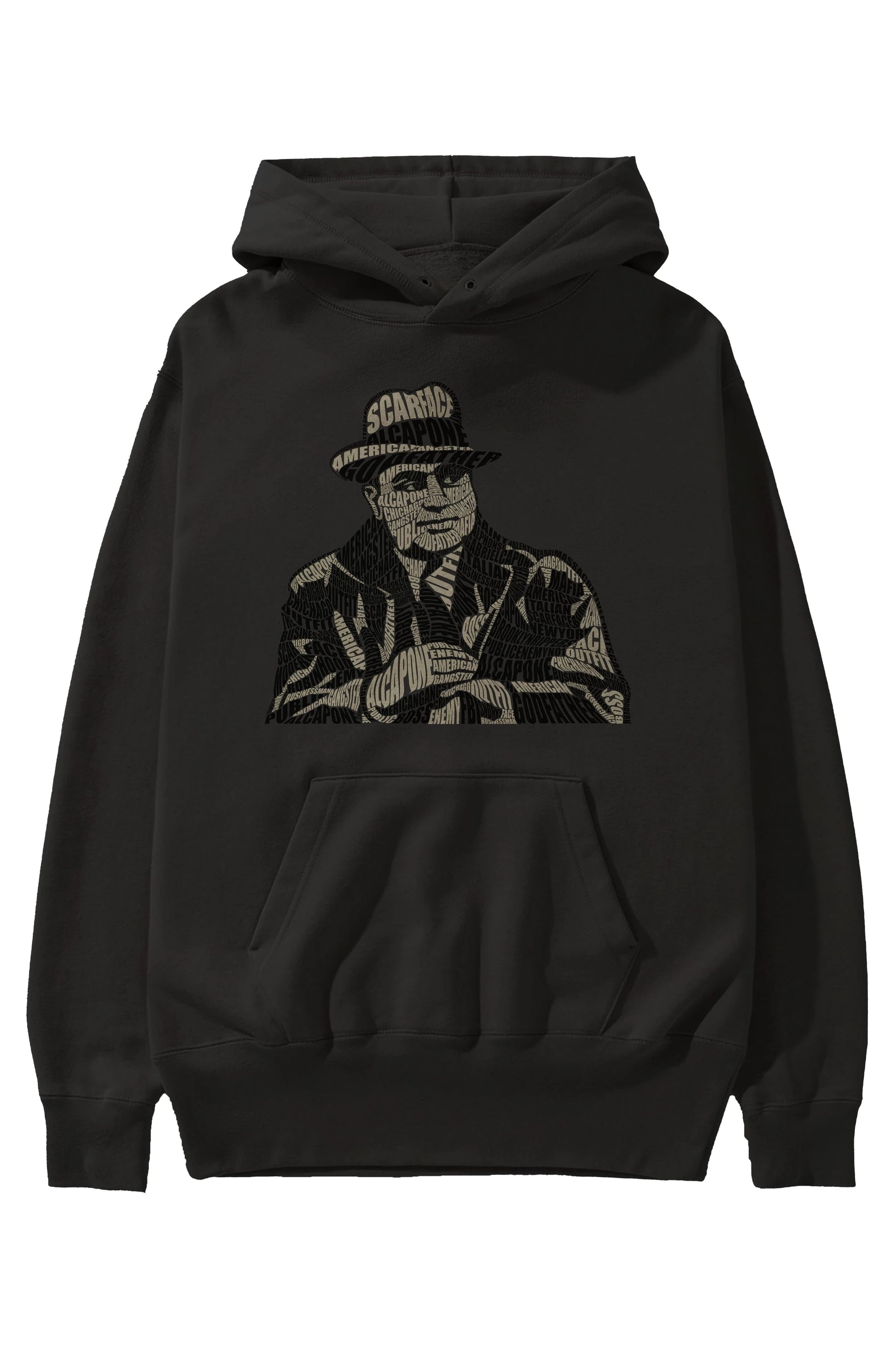 Al Capone Calligram Ön Baskılı Hoodie Oversize Kapüşonlu Sweatshirt Erkek Kadın Unisex