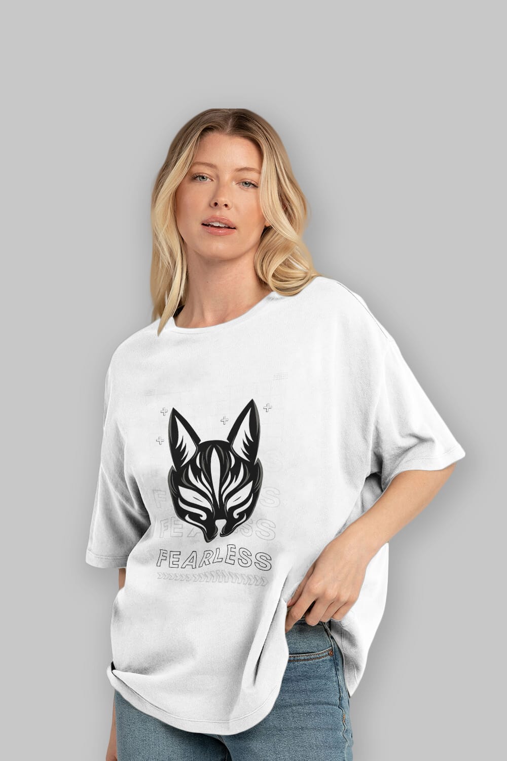 Fearless Yazılı Ön Baskılı Oversize t-shirt Erkek Kadın Unisex