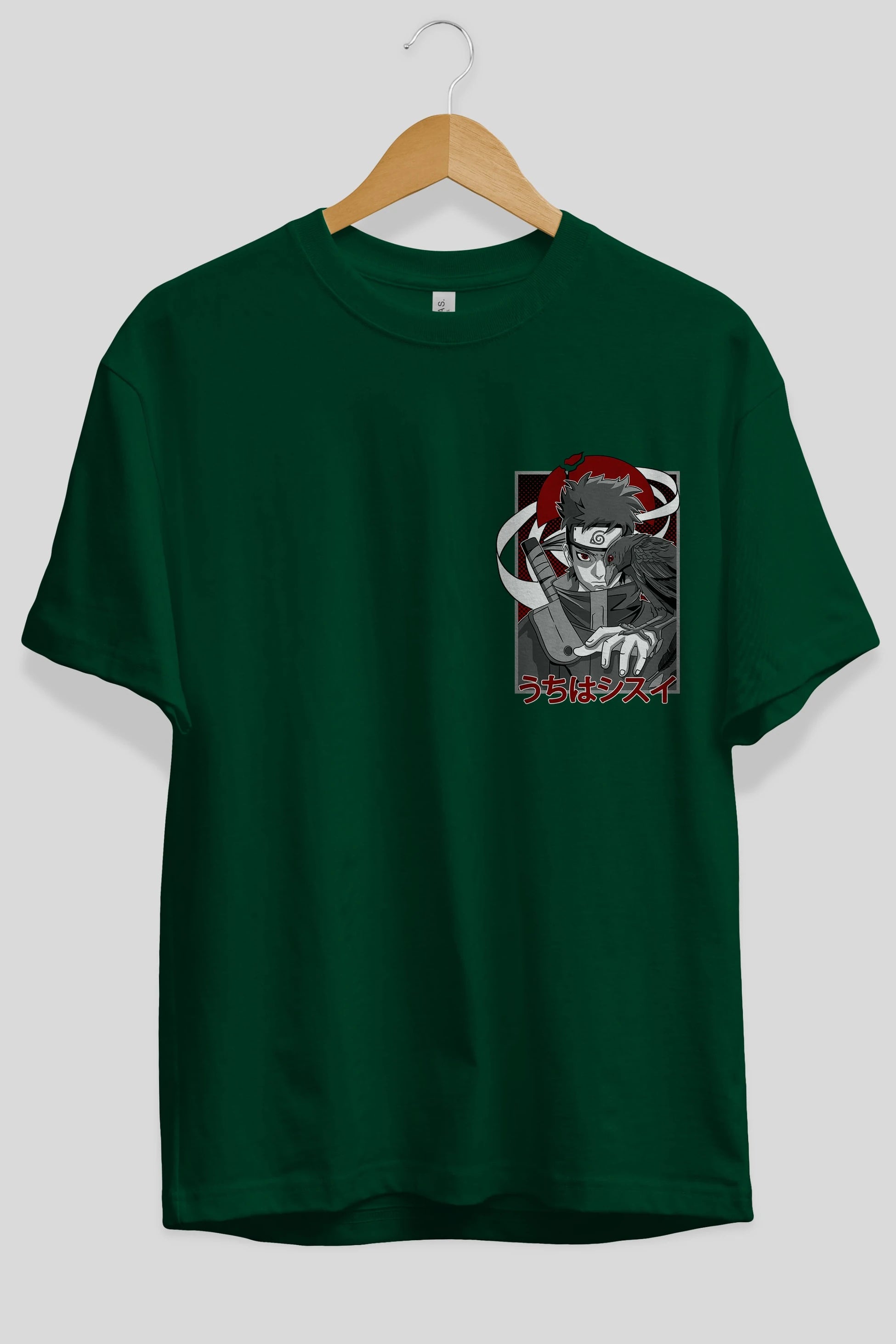 SHISUI UCHIHA NARUTO Ön Sol Baskılı Oversize t-shirt Erkek Kadın Unisex %100 Pamuk Bisiklet Yaka tişort