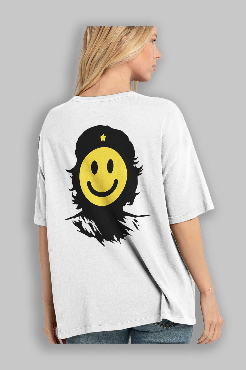 Che Smile Arka Baskılı Oversize t-shirt %100 pamuk Erkek Kadın Unisex
