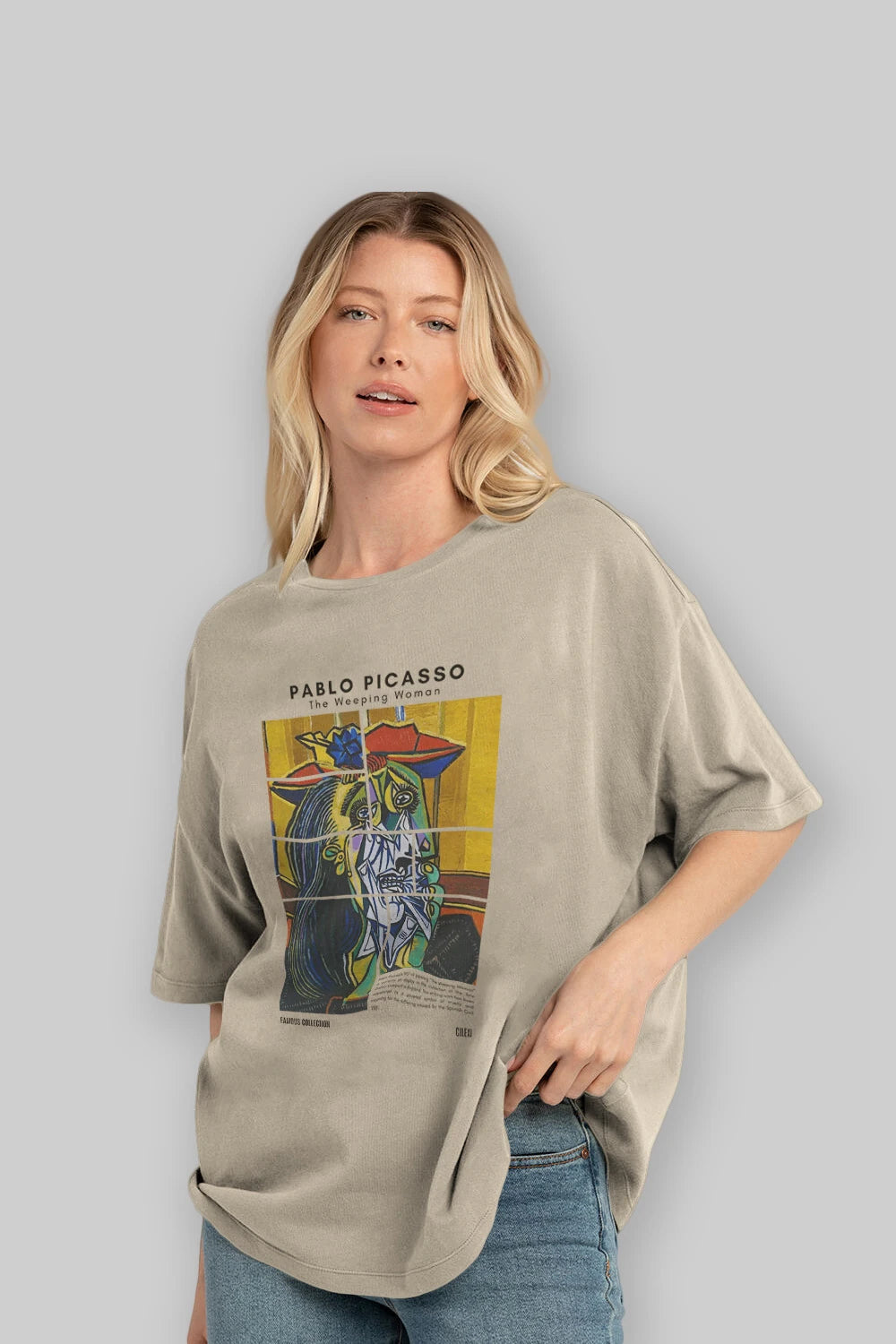 Pablo Picasso ön Baskılı Oversize t-shirt Erkek Kadın Bisiklet Yaka Pamuk tişort