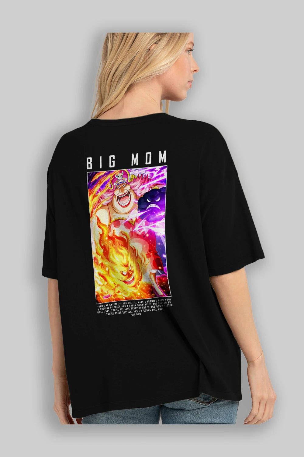 Charlotte Linlin Anime Arka Baskılı Oversize t-shirt Erkek Kadın Unisex %100 pamuk tişort