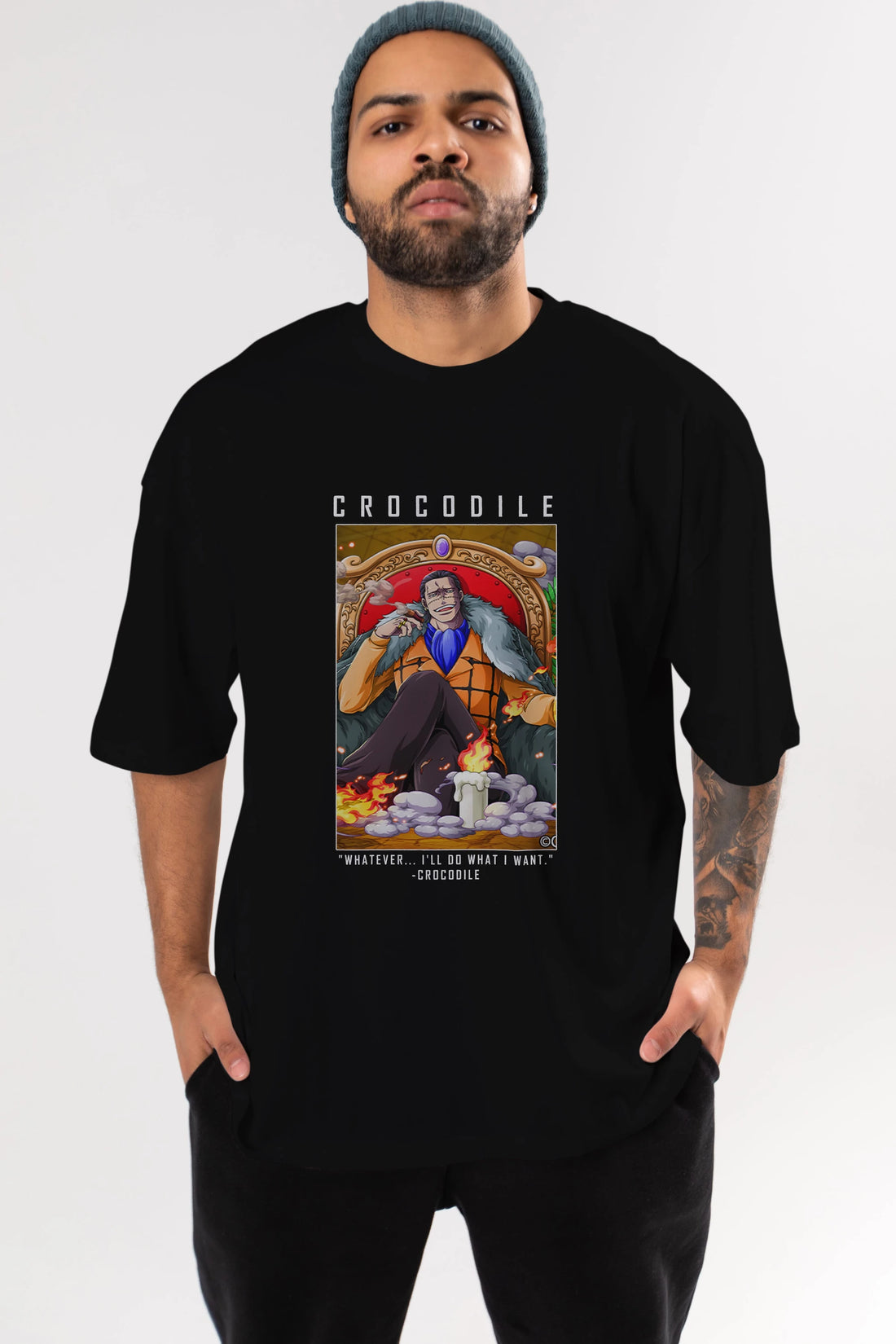 Crocodile Anime Ön Baskılı Oversize t-shirt Erkek Kadın Unisex