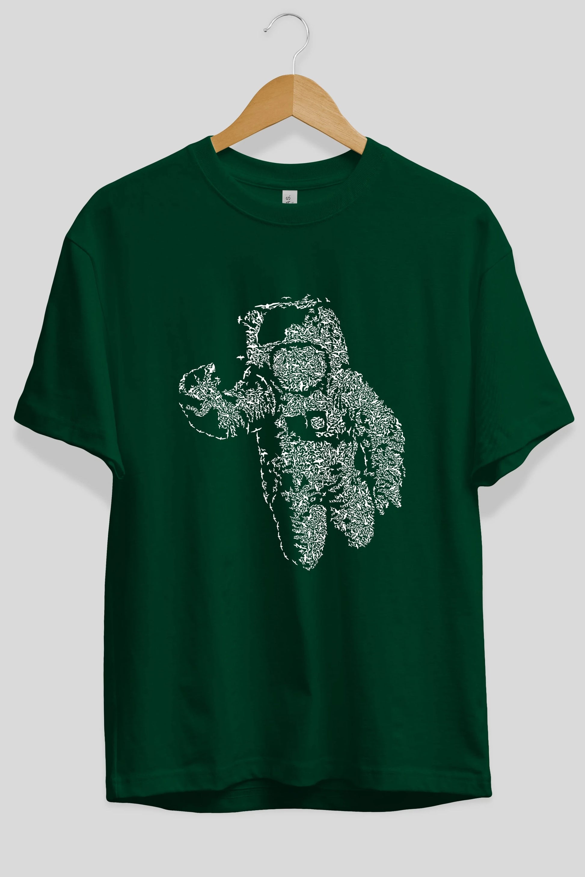Flying Astronaut Ön Baskılı Oversize t-shirt %100 pamuk Erkek Kadın Unisex