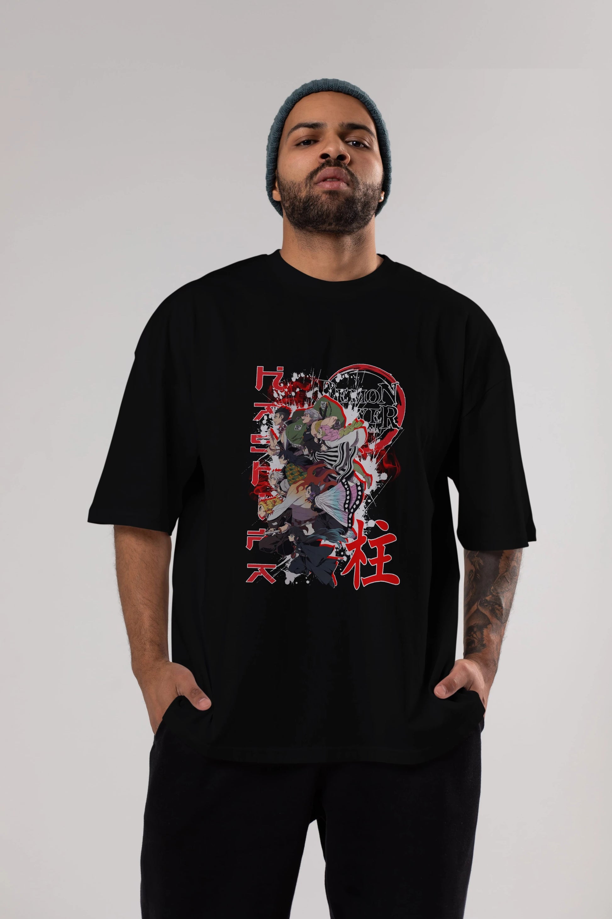 DEMON SLAYER SLAYERS Anime Ön Baskılı Oversize t-shirt %100 pamuk Erkek Kadın Unisex