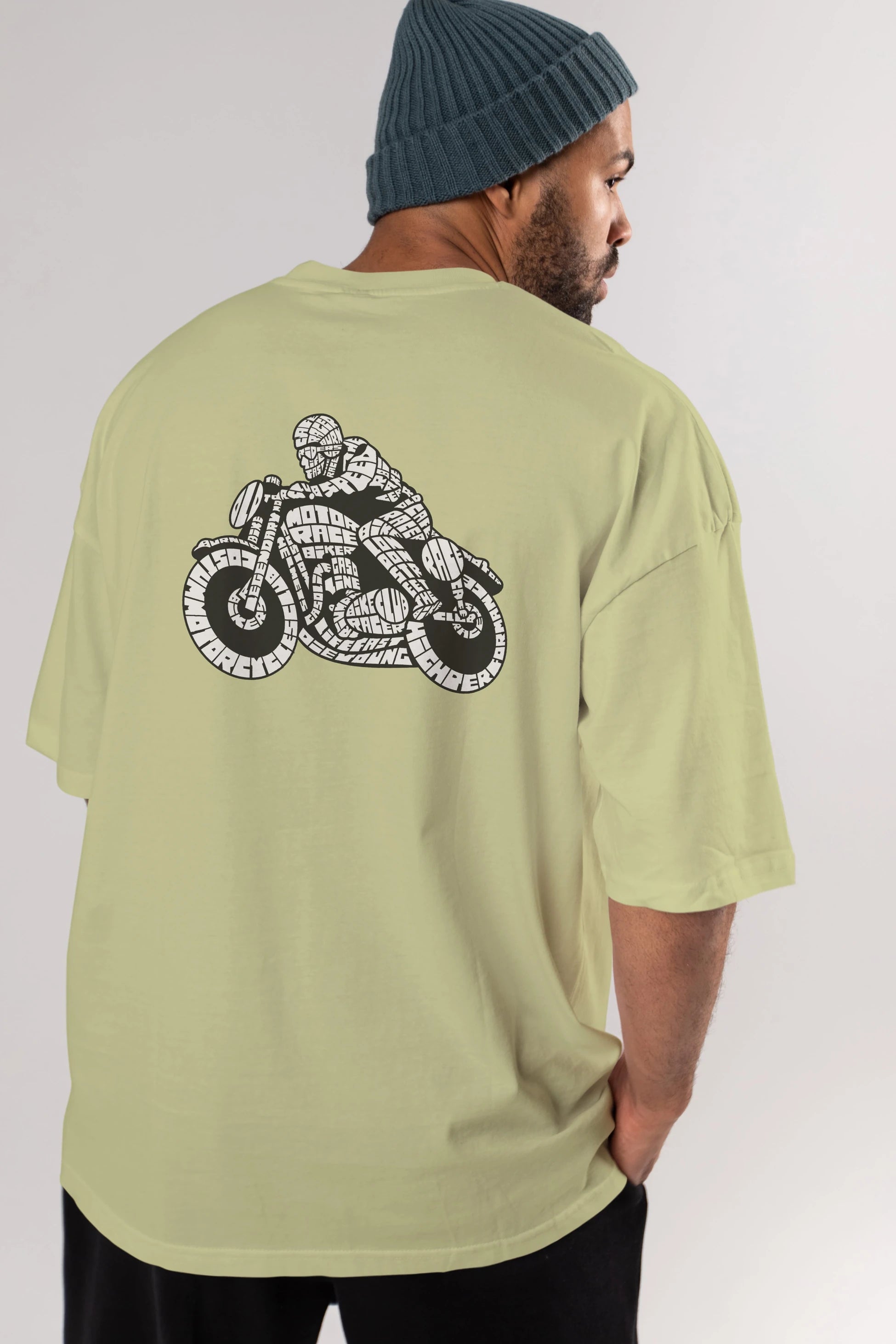 Caferacer Arka Baskılı Oversize t-shirt %100 pamuk Erkek Kadın Unisex
