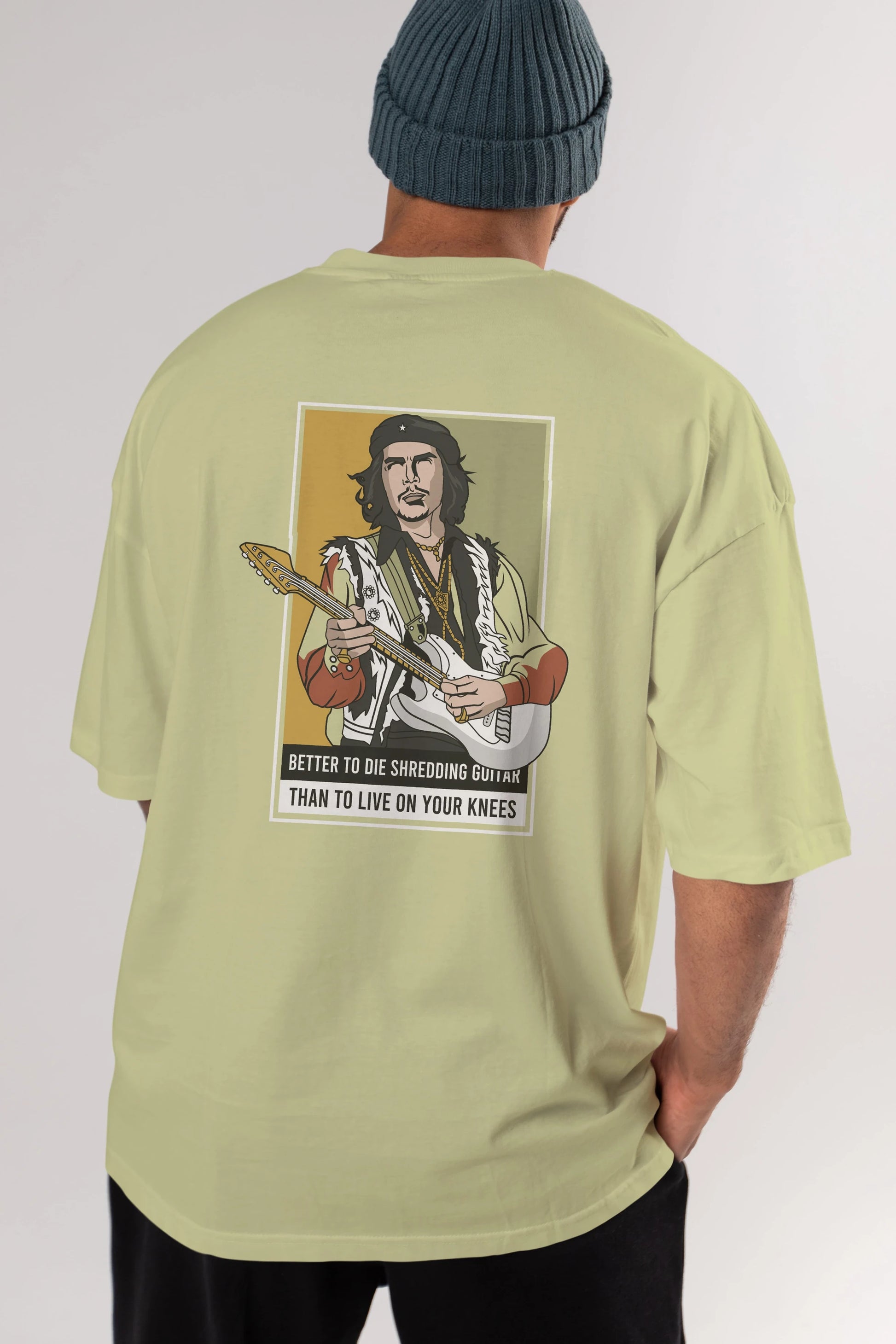 Che Guevara Hendrix Arka Baskılı Oversize t-shirt Erkek Kadın Unisex %100 Pamuk tişort