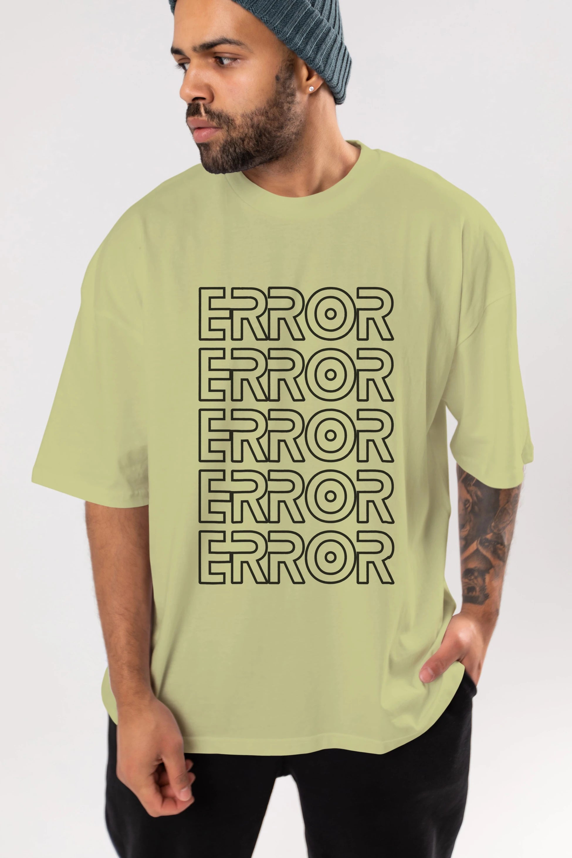 Error Yazılı Ön Baskılı Oversize t-shirt Erkek Kadın Unisex