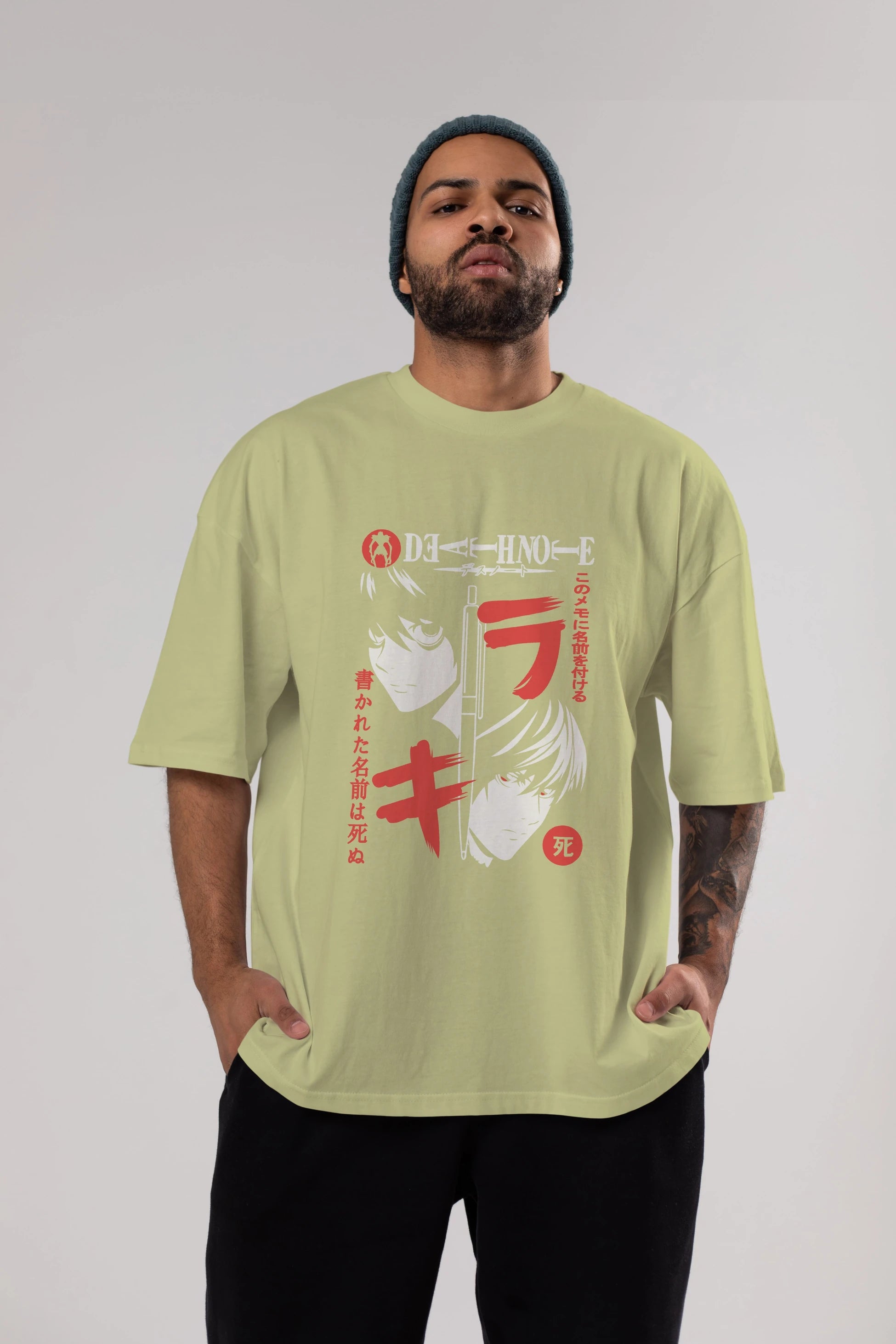 DEATHNOTE L vs KIRA Anime Ön Baskılı Oversize t-shirt %100 pamuk Erkek Kadın Unisex