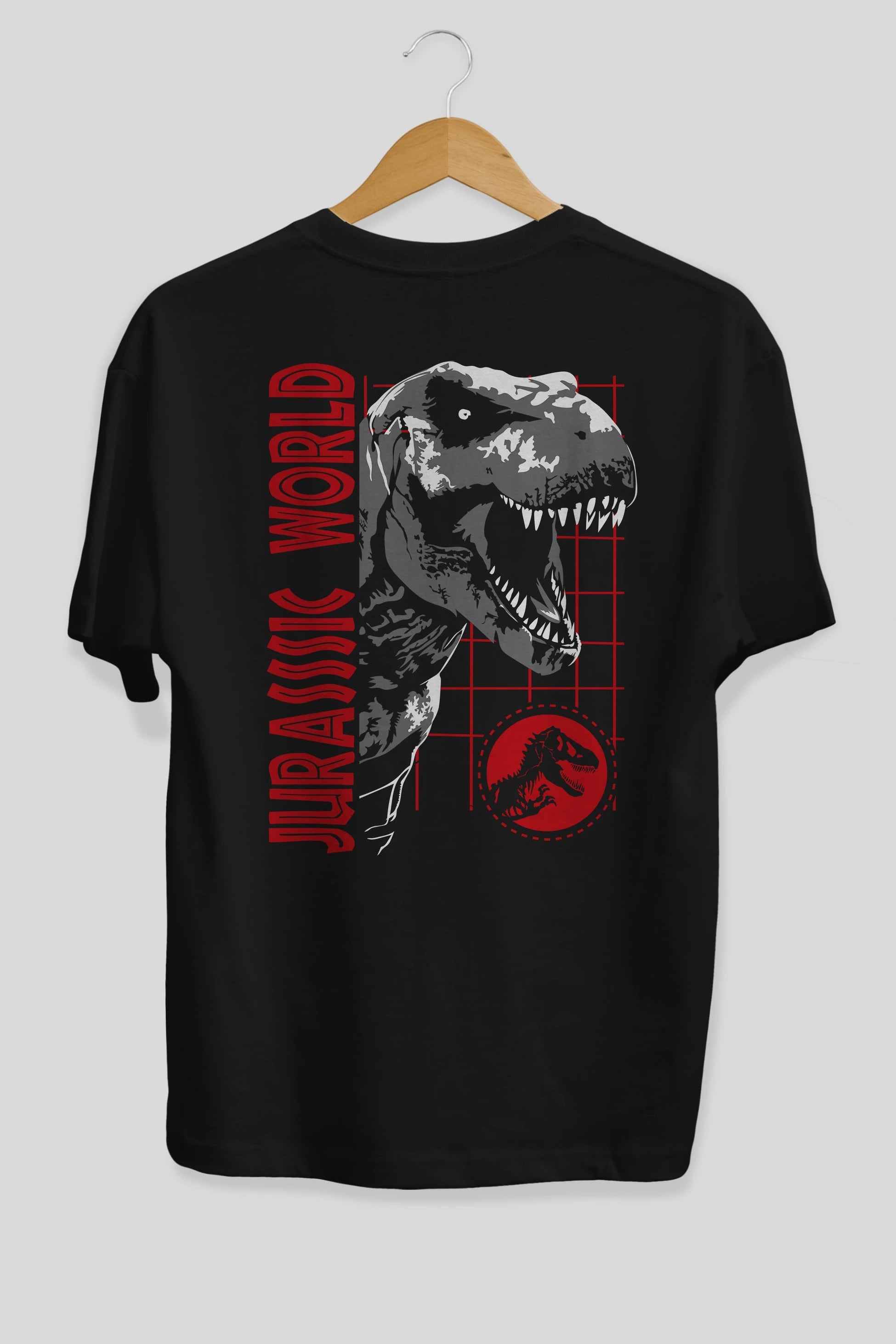 Jurassic Park (2) Arka Baskılı Oversize t-shirt Erkek Kadın Unisex %100 Pamuk Bisiklet Yaka tişort