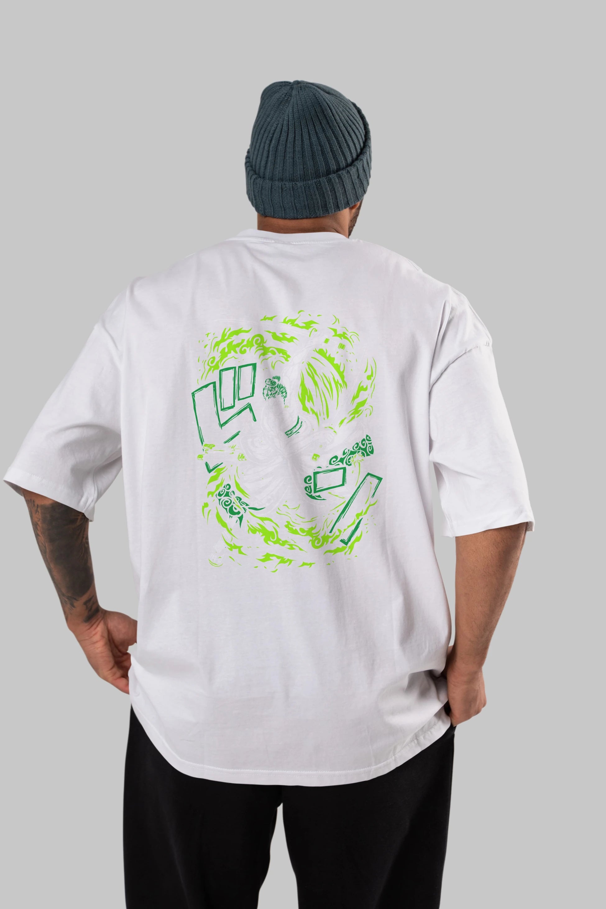 ZORO-ONE PIECE (2) Anime Arka Baskılı Oversize t-shirt Erkek Kadın Unisex