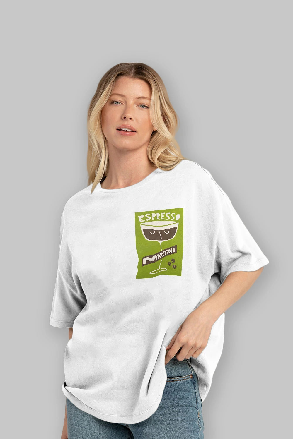 Espresso Martini 2 Ön Sol Baskılı Oversize t-shirt Erkek Kadın Unisex %100 Pamuk Bisiklet Yaka tişort