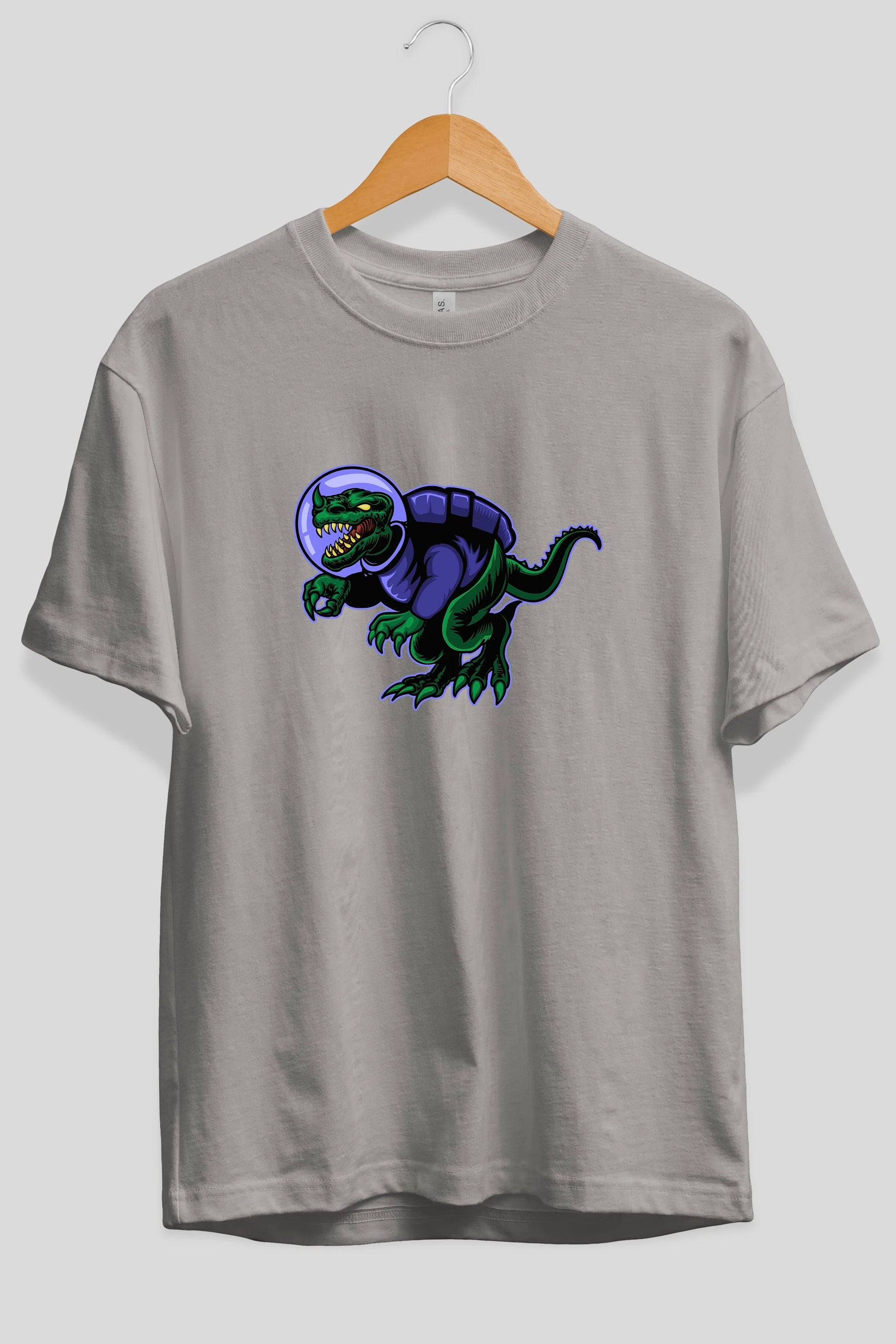 Space Dino Ön Baskılı Oversize t-shirt Erkek Kadın Unisex