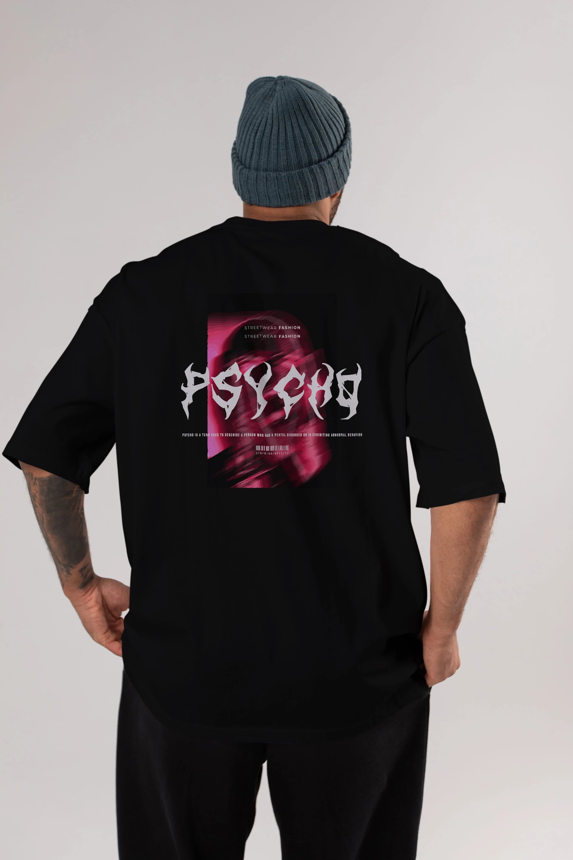 Psycho Streetwear Arka Baskılı Oversize t-shirt Erkek Kadın Unisex