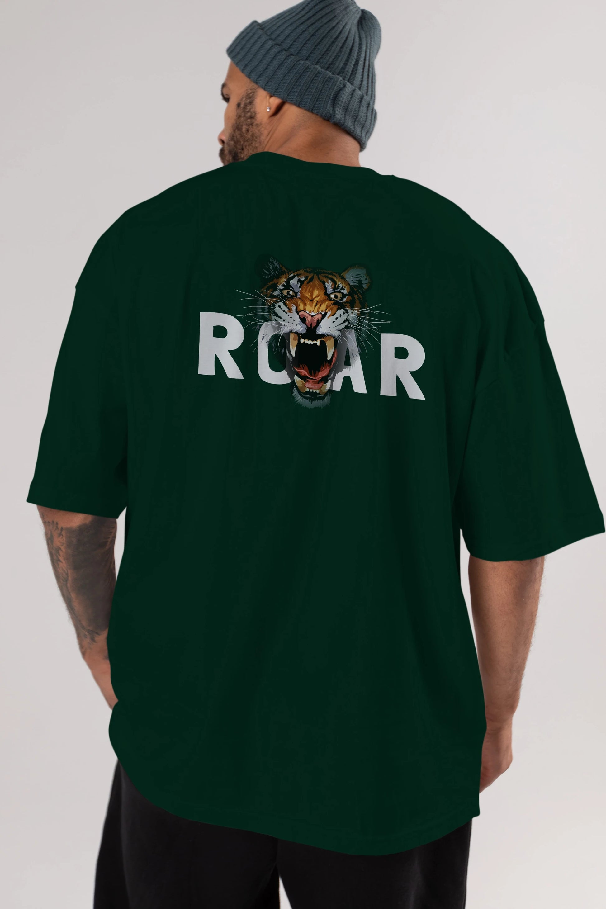 Teddy Bear Roar Arka Baskılı Oversize t-shirt Erkek Kadın Unisex %100 Pamuk