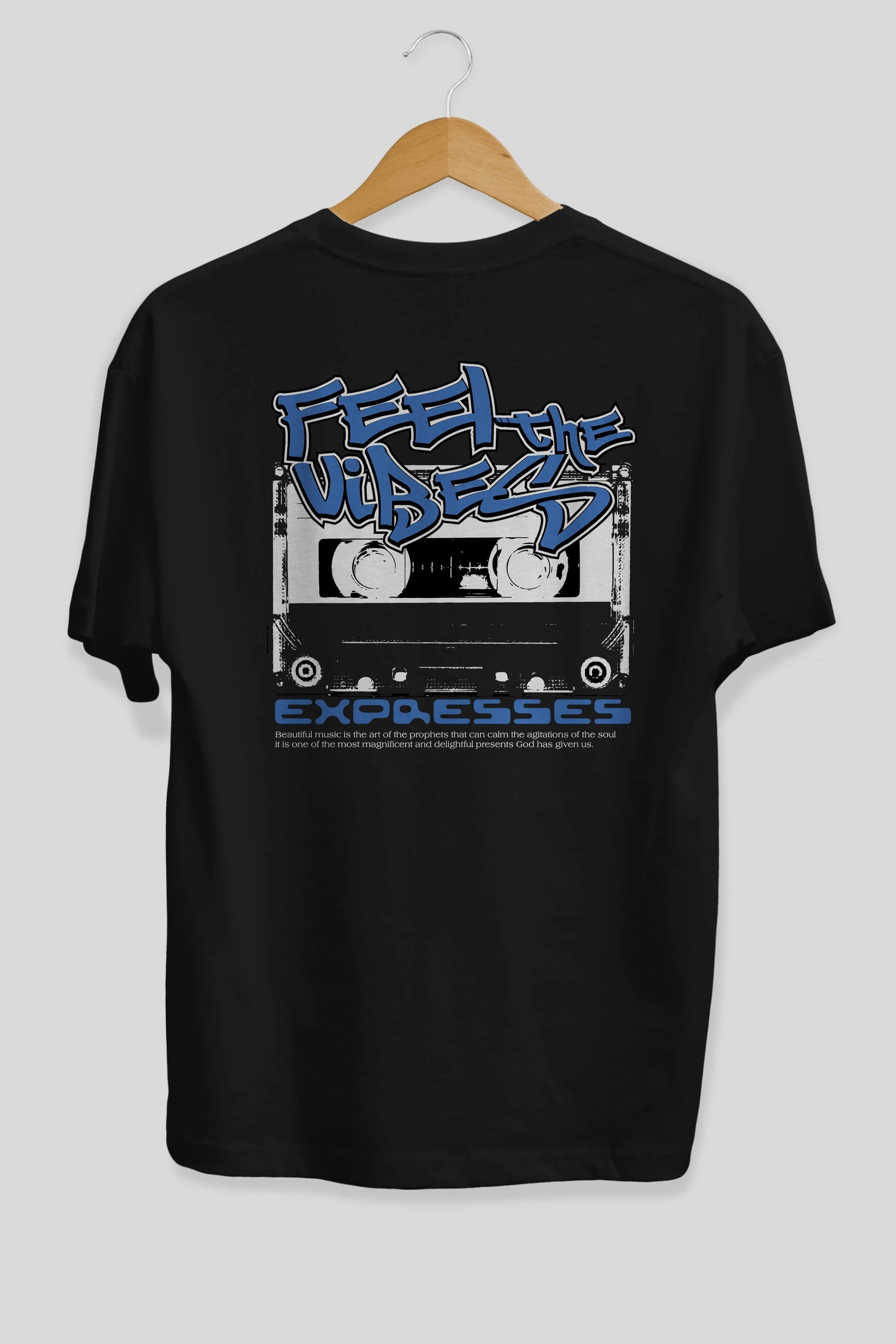 Feel The Vibes Arka Baskılı Oversize t-shirt Erkek Kadın Unisex