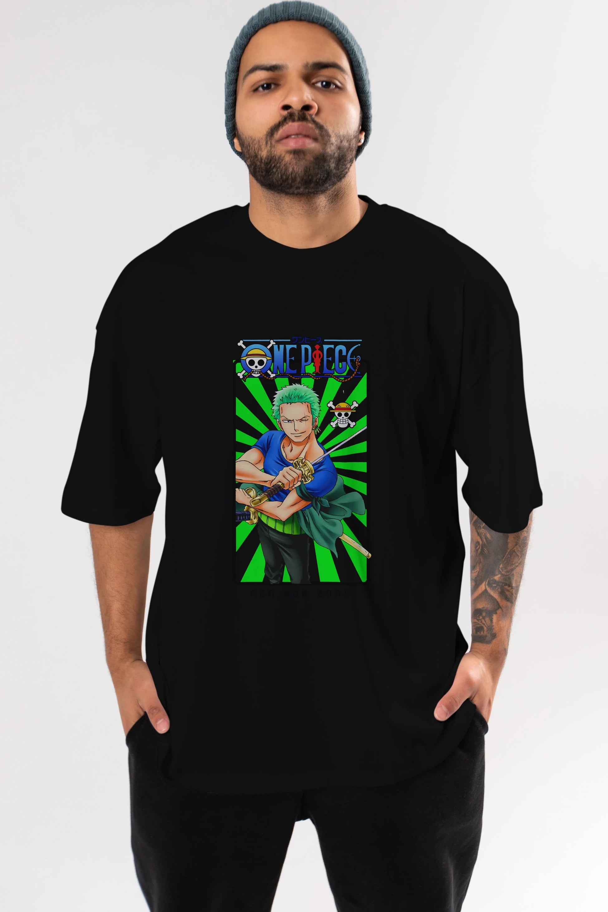 Roronoa Zoro 6 Anime Ön Baskılı Oversize t-shirt Erkek Kadın Unisex
