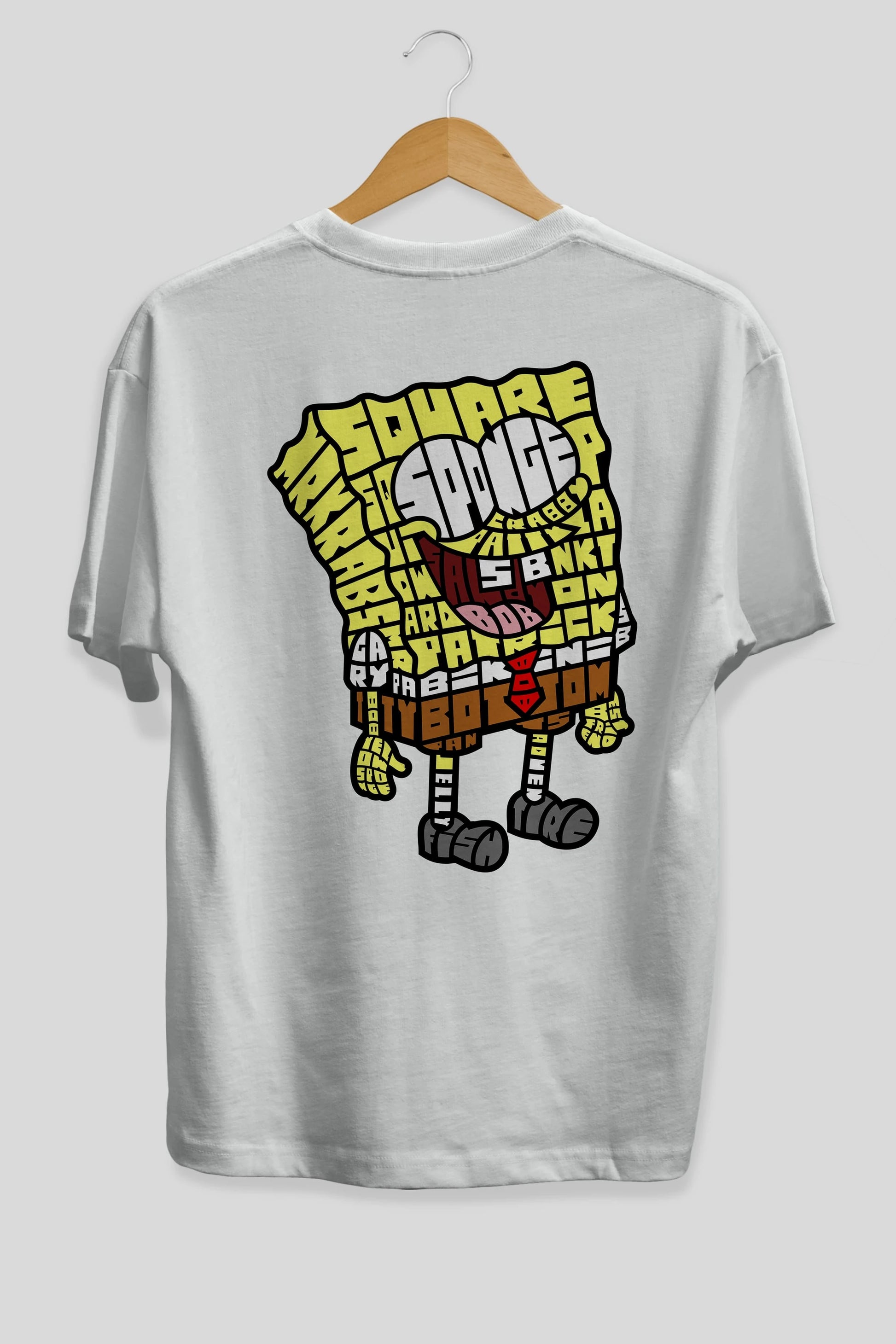 Yellow Sponge Arka Baskılı Oversize t-shirt %100 pamuk Erkek Kadın Unisex