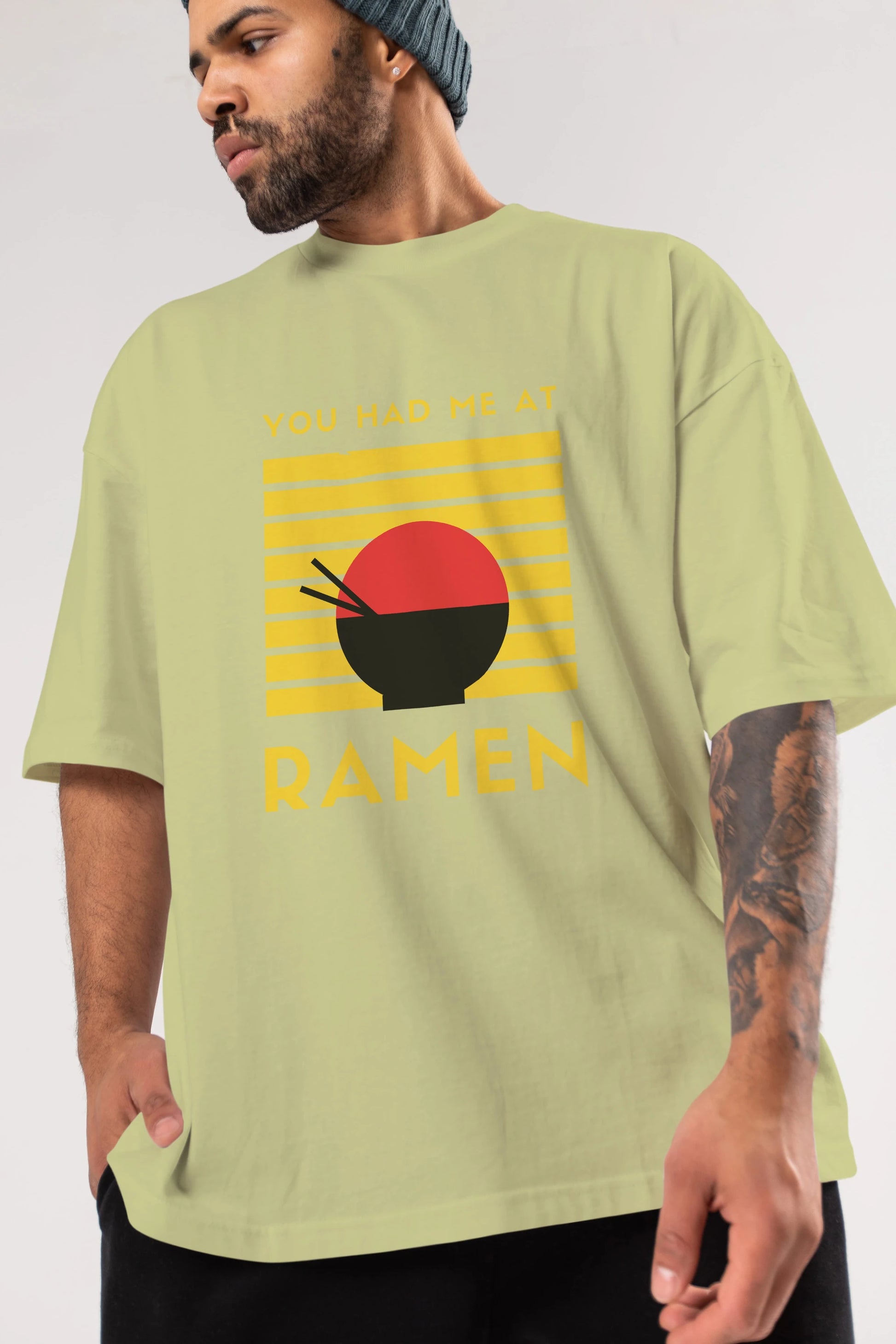 You Had me at Ramen Yazılı Ön Baskılı Oversize t-shirt Erkek Kadın Unisex