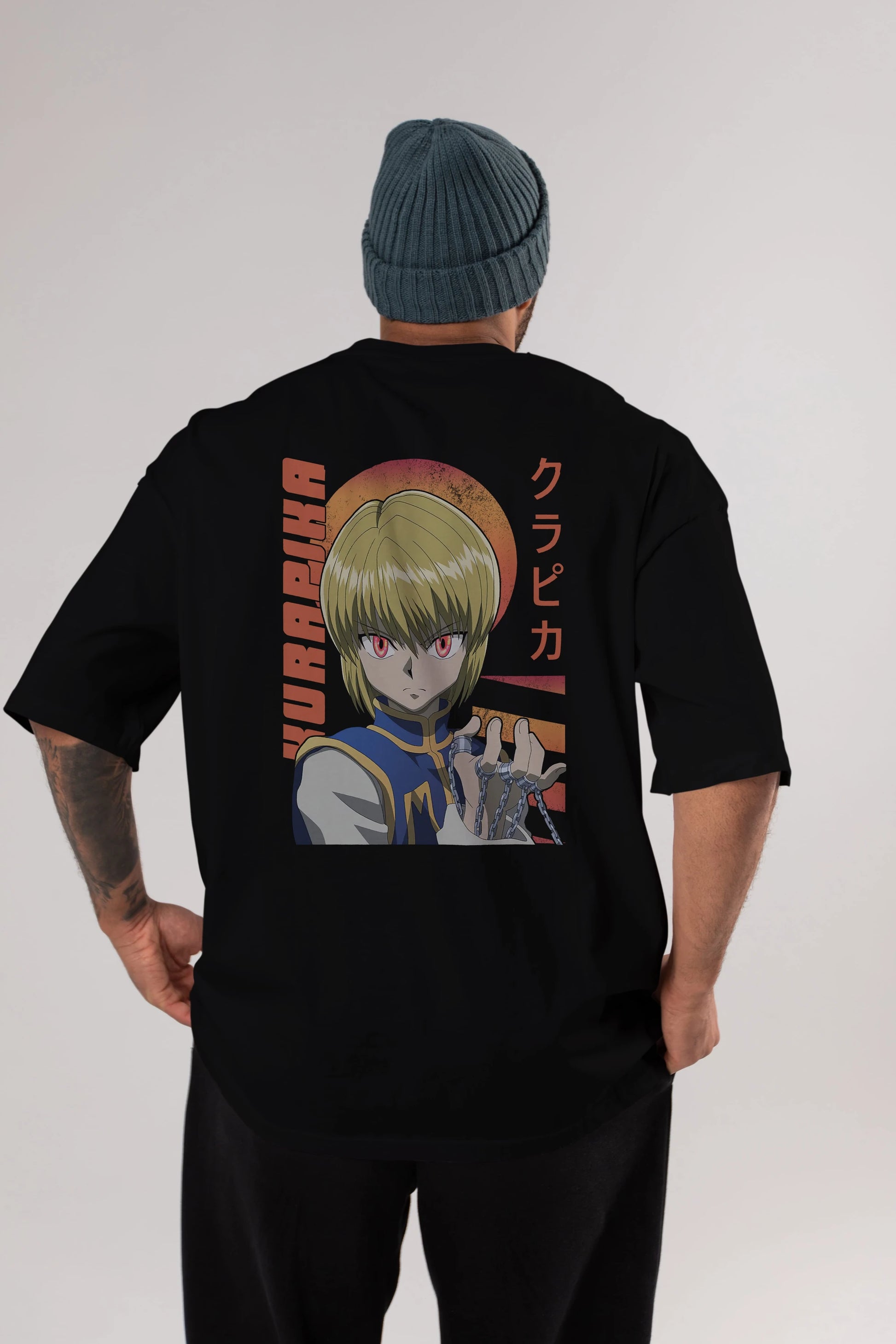 Kurapika 5 (2) Anime Arka Baskılı Oversize t-shirt Erkek Kadın Unisex