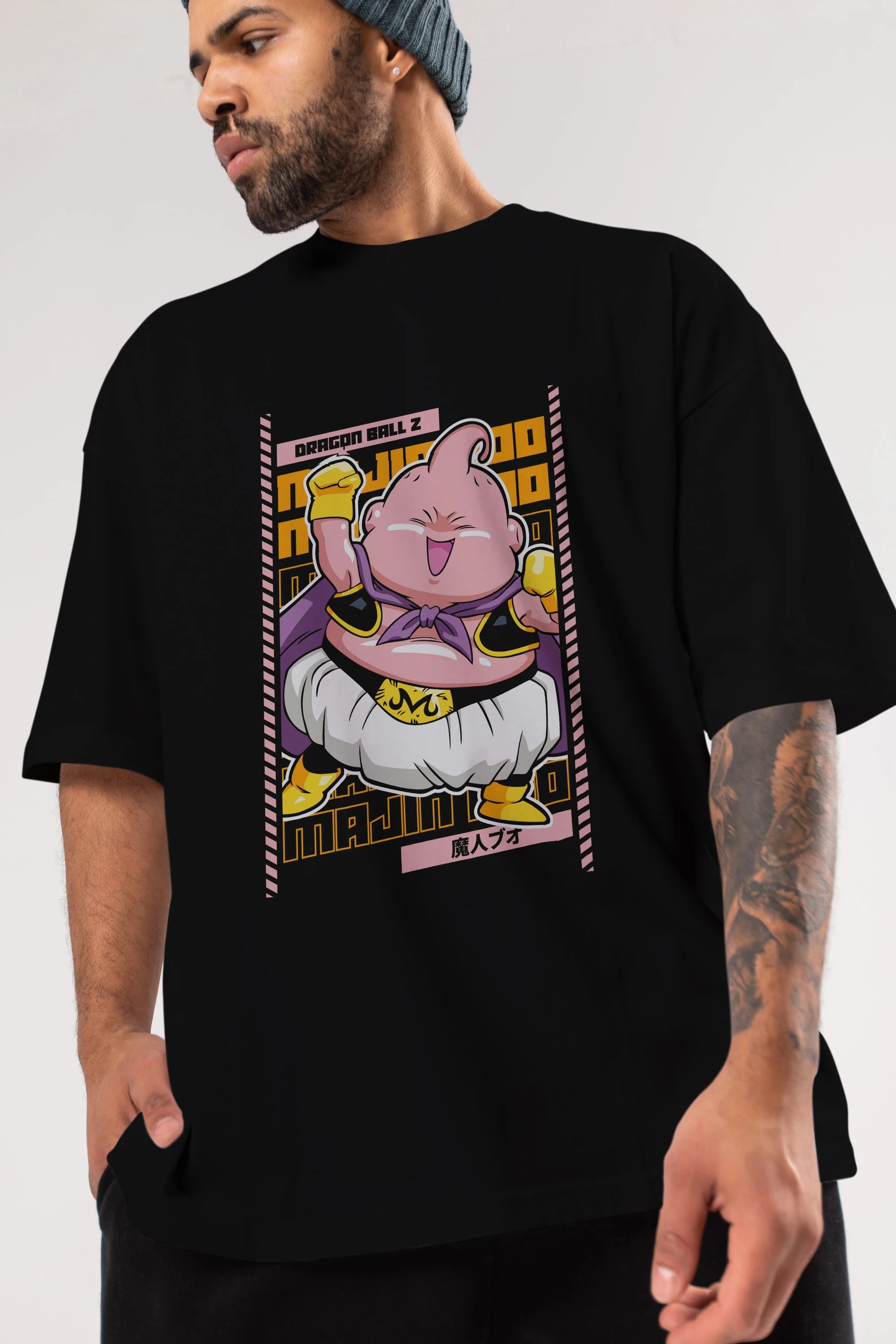 MAJIN BOO1 Anime Ön Baskılı Oversize t-shirt %100 pamuk Erkek Kadın Unisex