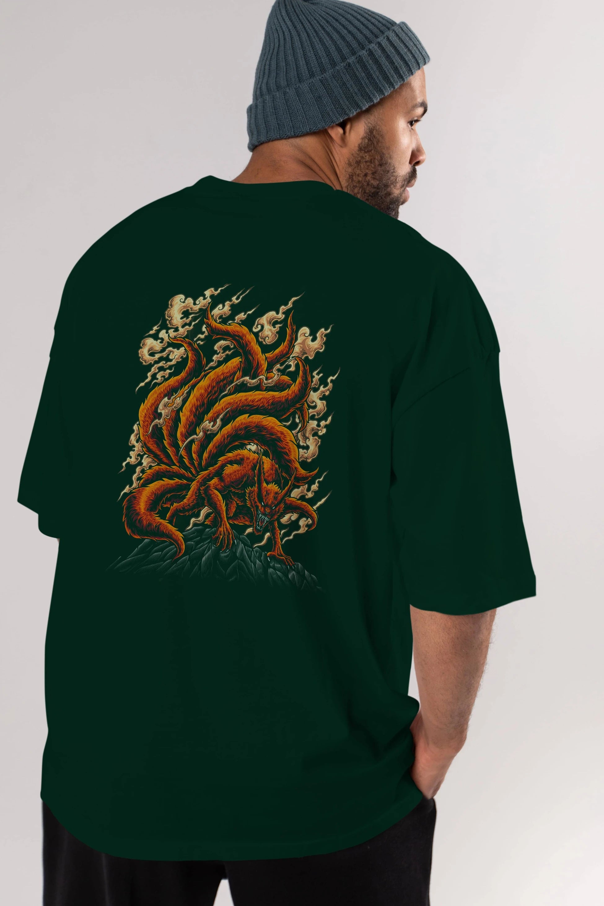 NARUTO KYUUBI Anime Arka Baskılı Oversize t-shirt Erkek Kadın Unisex