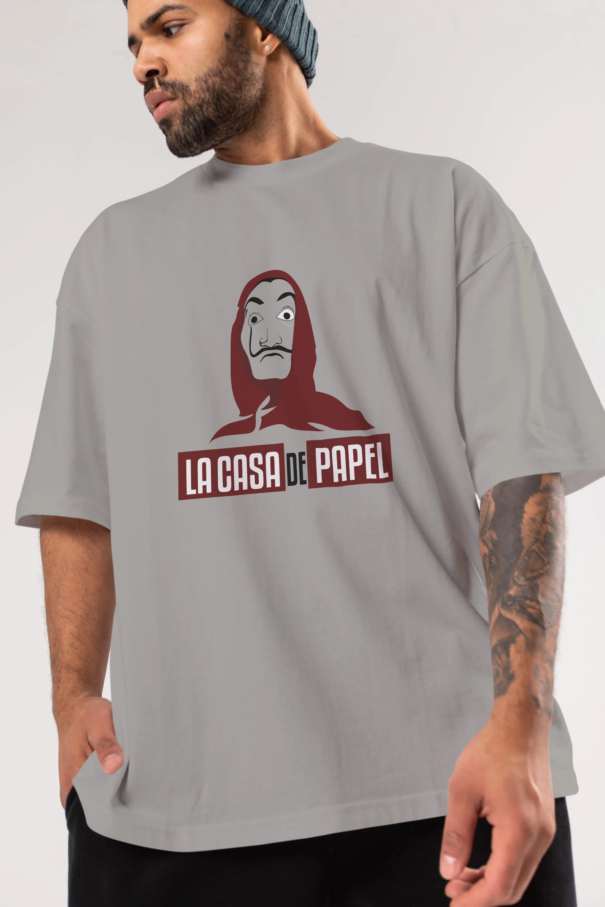 La Casa De Papel (1) Ön Baskılı Oversize t-shirt Erkek Kadın Unisex %100 Pamuk Bisiklet Yaka tişort