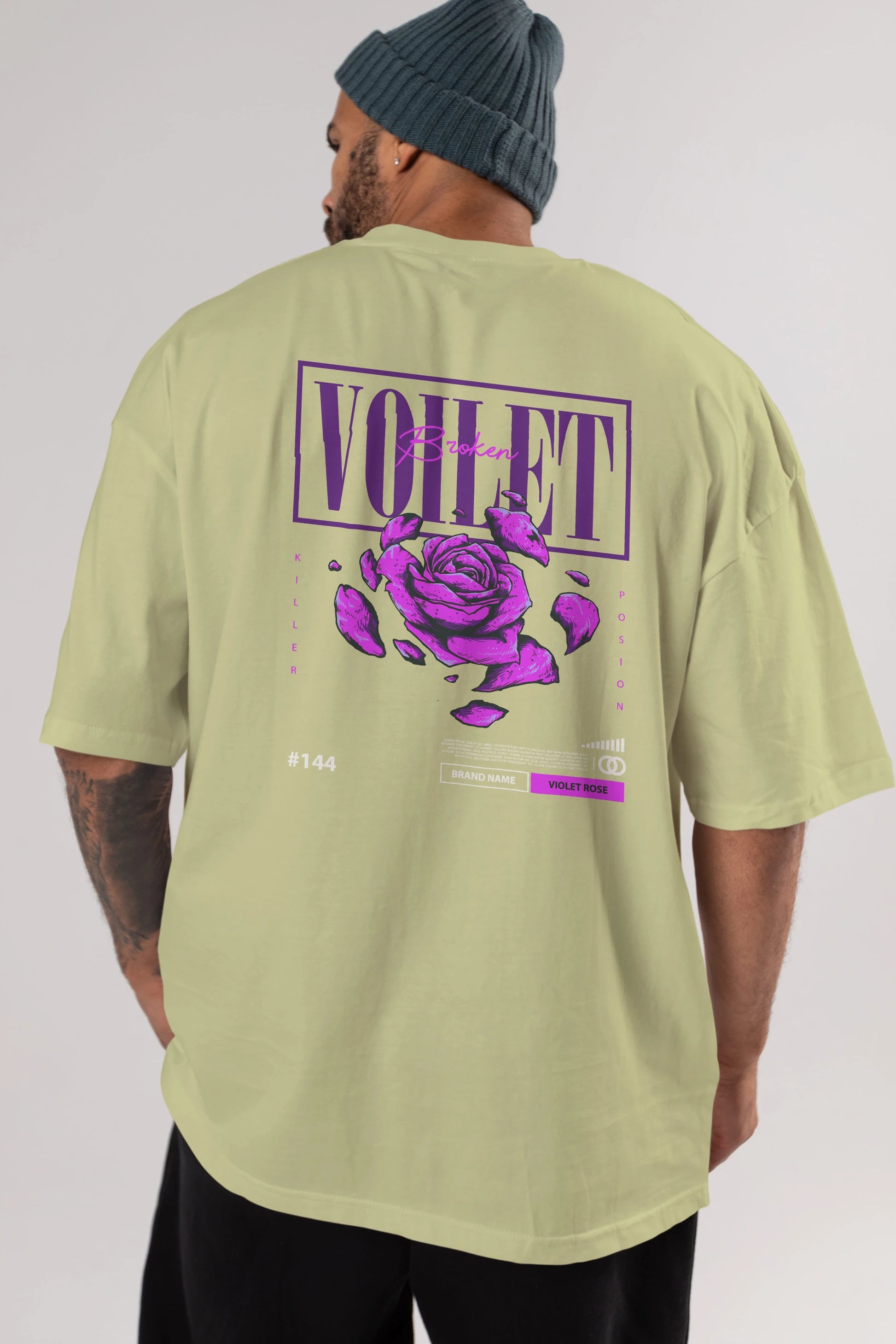 Voilet Broken Arka Baskılı Oversize t-shirt Erkek Kadın Unisex